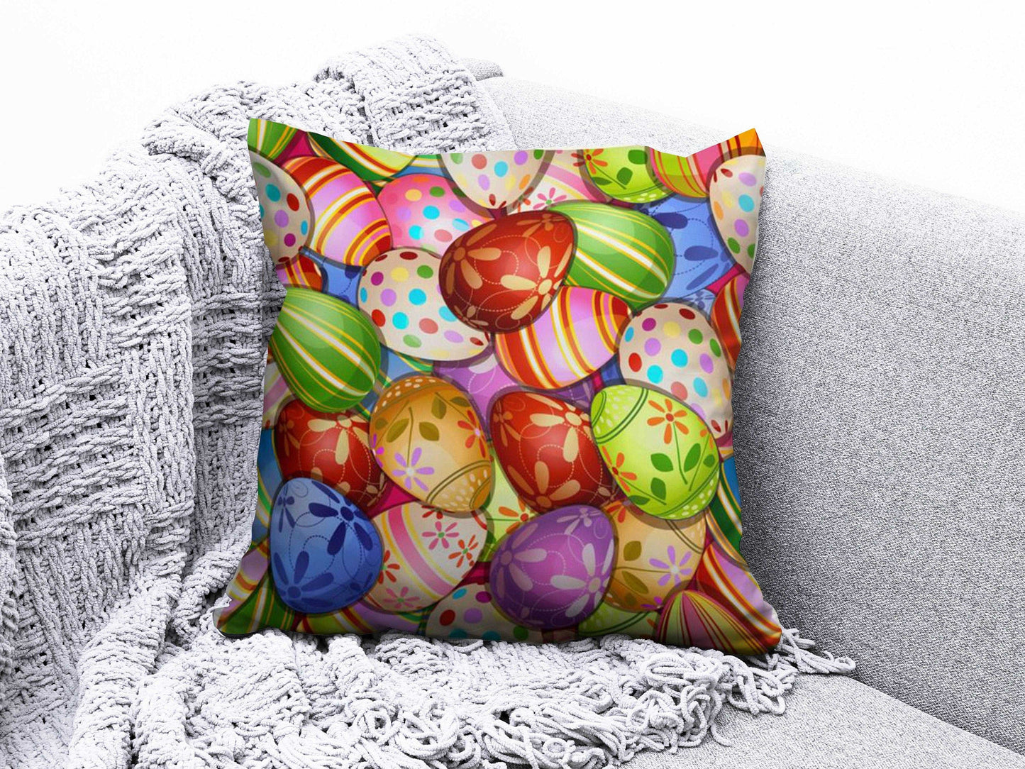 Onay 9 / 12 x 12 inch (30 x 30 cm) Easter Eggs Printing Easter Decorations Cushion Cover