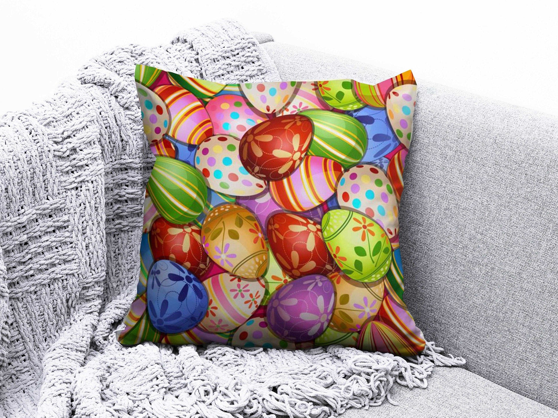 Onay 9 / 12 x 12 inch (30 x 30 cm) Easter Eggs Printing Easter Decorations Cushion Cover