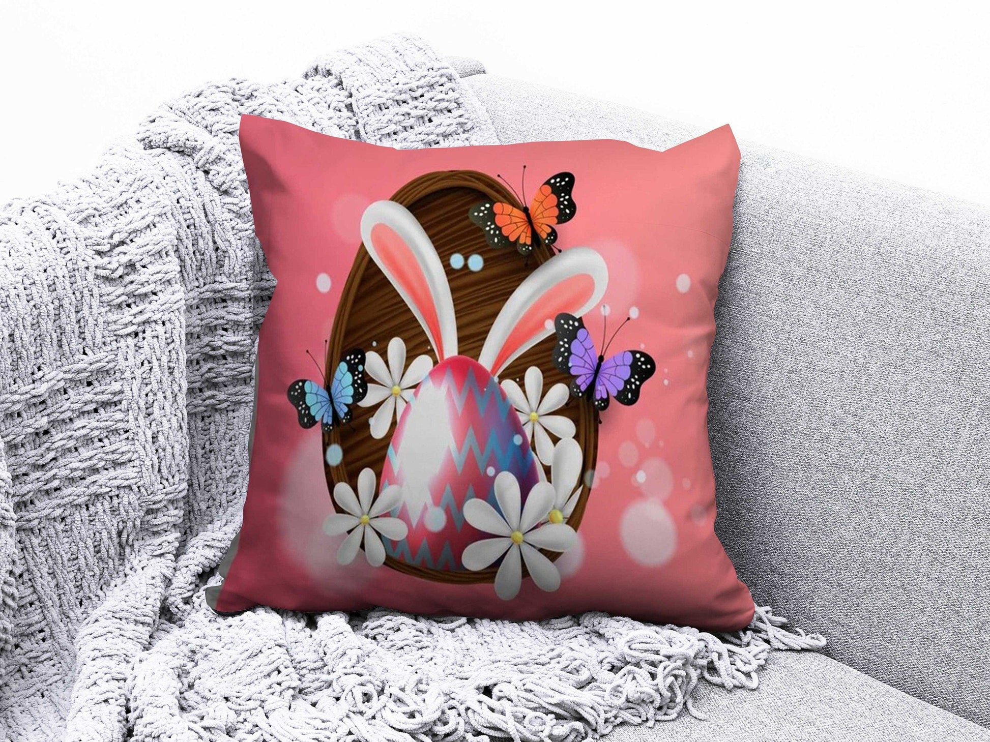 Onay 8 / 12 x 12 inch (30 x 30 cm) Easter Eggs Printing Easter Decorations Cushion Cover