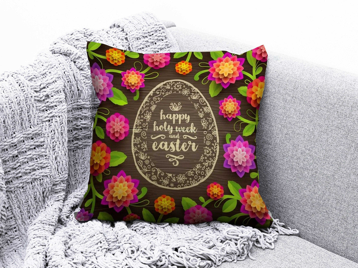 Onay 6 / 12 x 12 inch (30 x 30 cm) Easter Eggs Printing Easter Decorations Cushion Cover