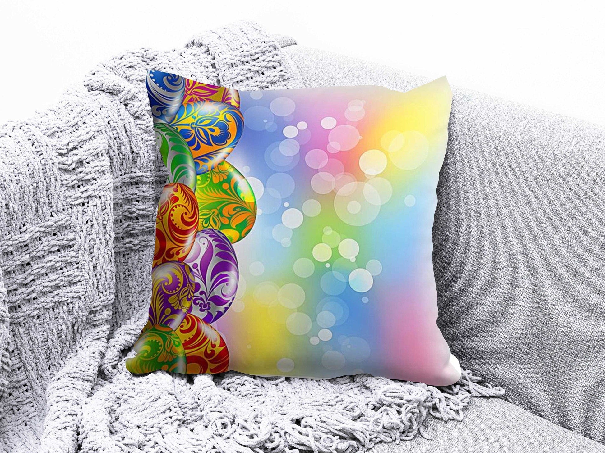 Onay 5 / 12 x 12 inch (30 x 30 cm) Easter Eggs Printing Easter Decorations Cushion Cover