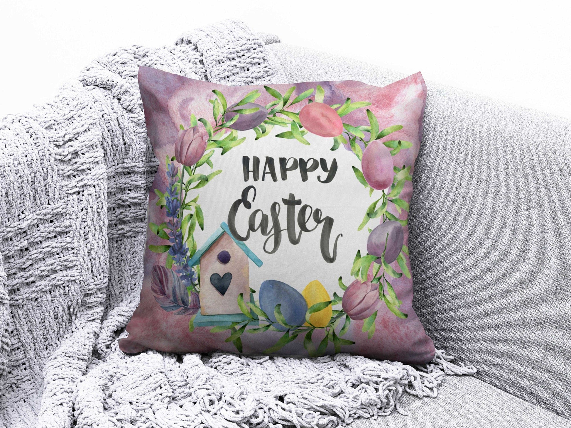 Onay 1 / 12 x 12 inch (30 x 30 cm) Easter Eggs Printing Easter Decorations Cushion Cover