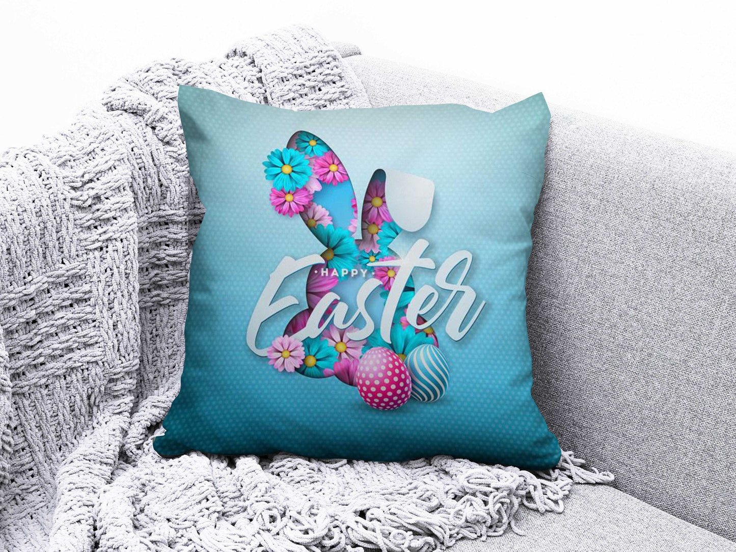 Onay 9 / 12 x 12 inch (30 x 30 cm) Easter Happy Easter Egg Cute Floral Cushion Covers