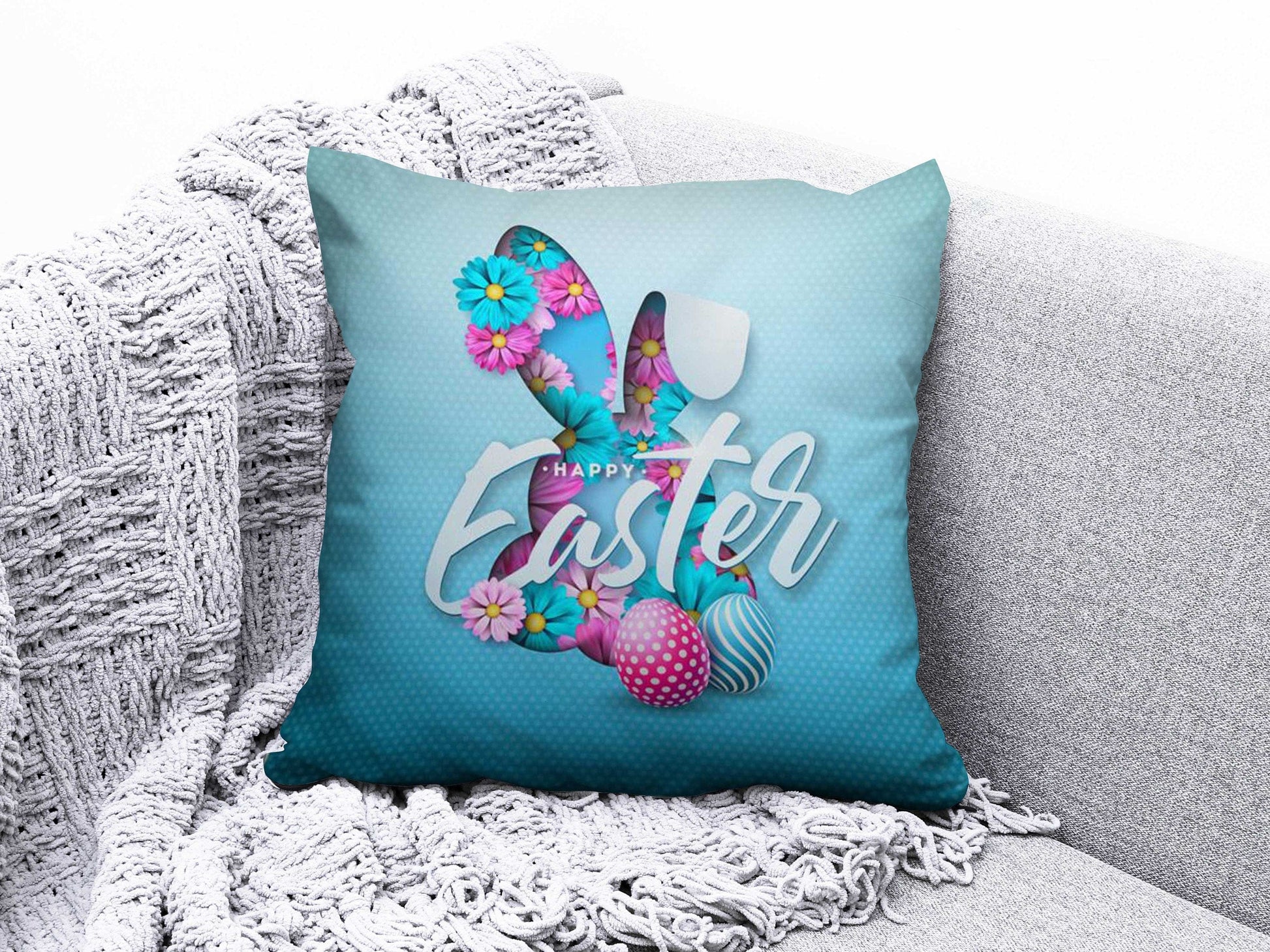 Onay 9 / 12 x 12 inch (30 x 30 cm) Easter Happy Easter Egg Cute Floral Cushion Covers
