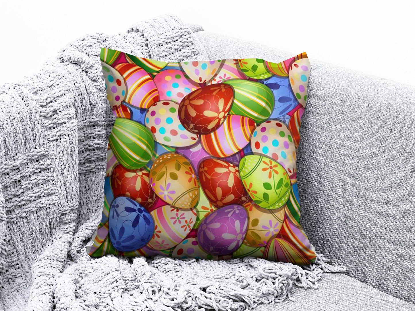 Onay 8 / 12 x 12 inch (30 x 30 cm) Easter Happy Easter Egg Cute Floral Cushion Covers