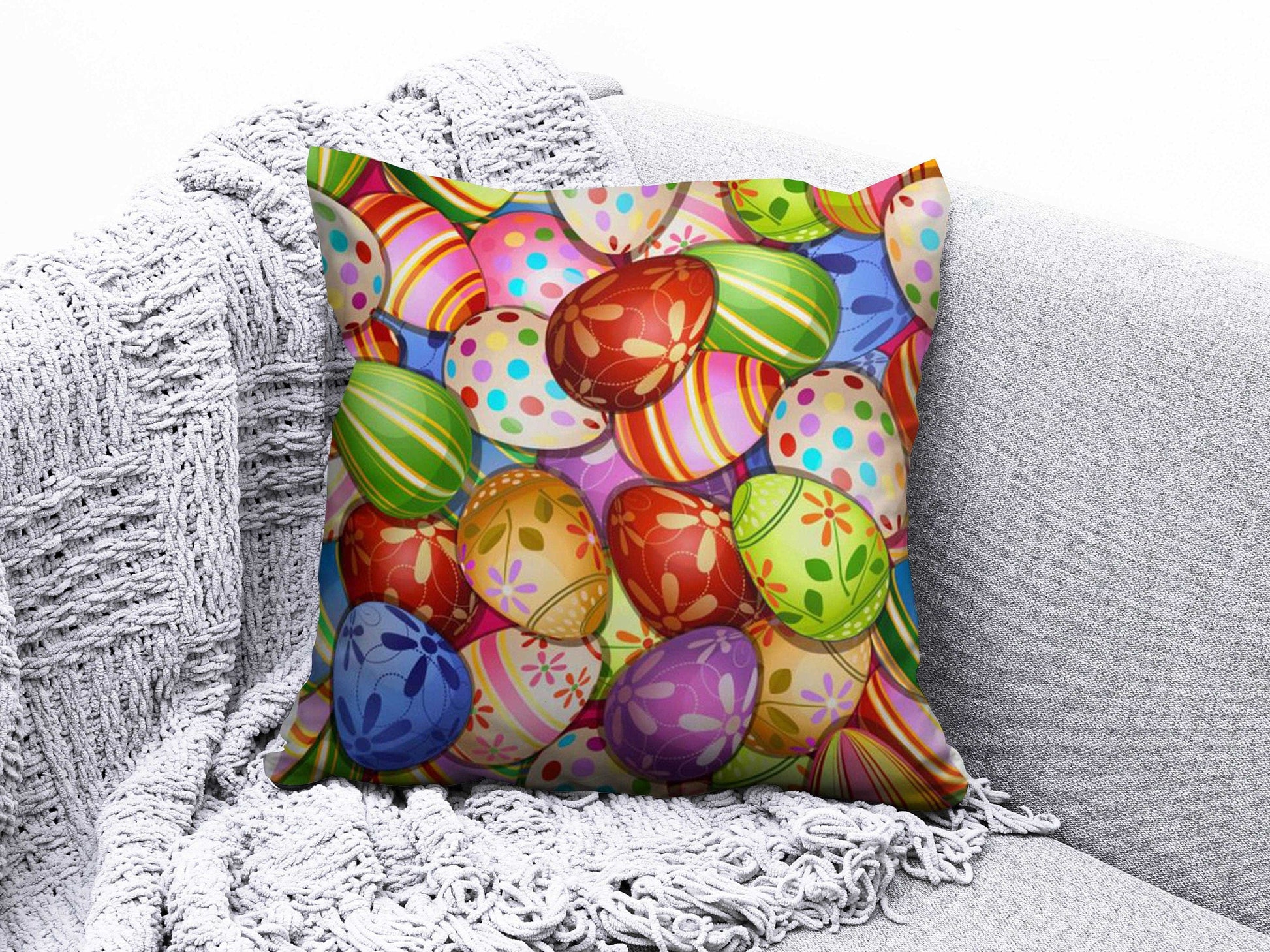 Onay 8 / 12 x 12 inch (30 x 30 cm) Easter Happy Easter Egg Cute Floral Cushion Covers