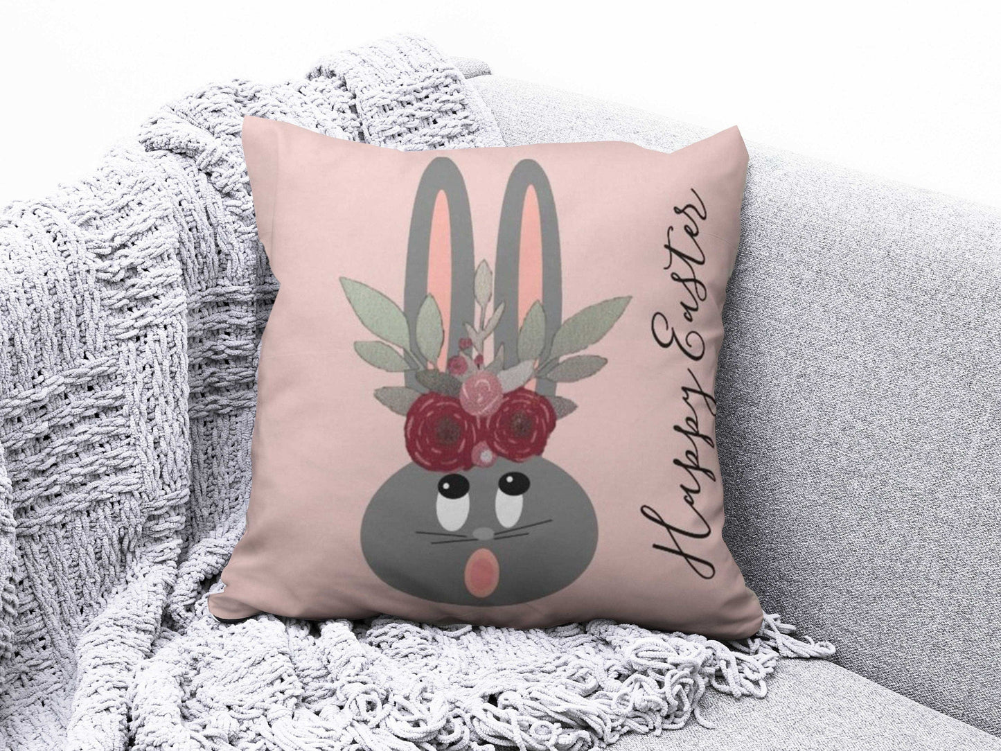 Onay 6 / 12 x 12 inch (30 x 30 cm) Easter Happy Easter Egg Cute Floral Cushion Covers