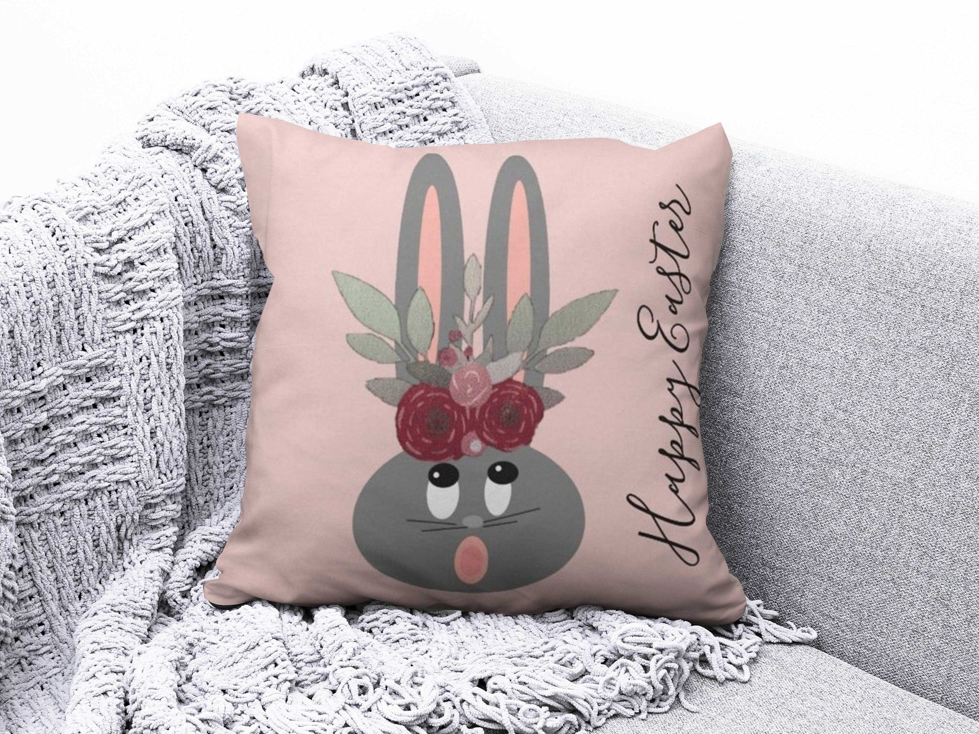 Onay 6 / 12 x 12 inch (30 x 30 cm) Easter Happy Easter Egg Cute Floral Cushion Covers