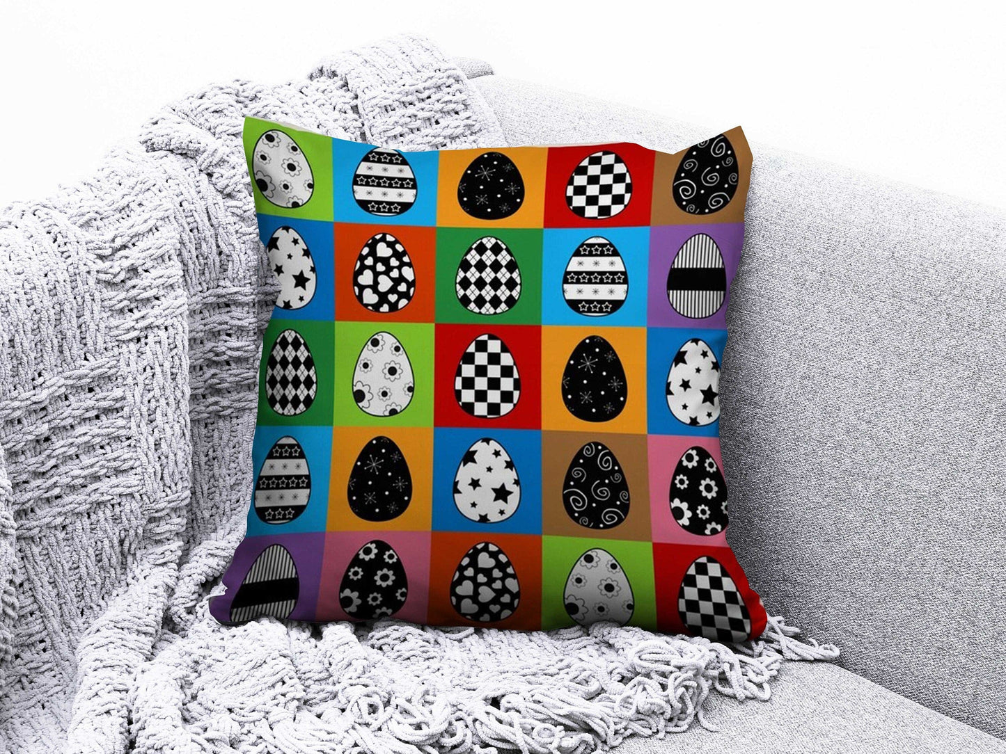 Onay 5 / 12 x 12 inch (30 x 30 cm) Easter Happy Easter Egg Cute Floral Cushion Covers