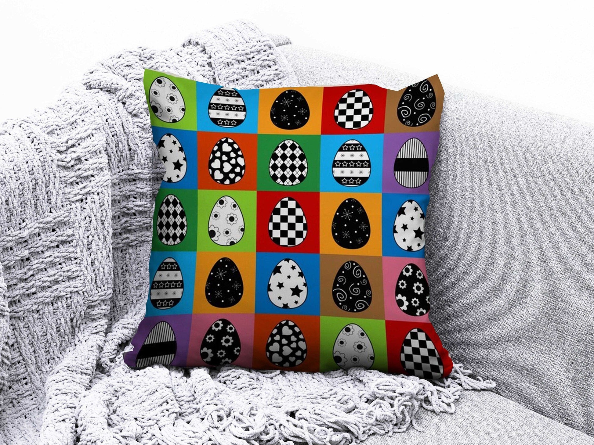 Onay 5 / 12 x 12 inch (30 x 30 cm) Easter Happy Easter Egg Cute Floral Cushion Covers