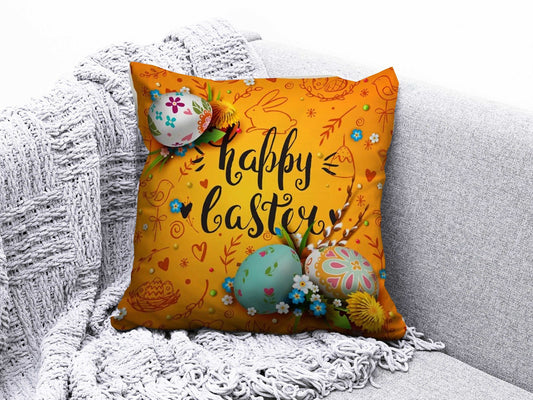 Onay 1 / 12 x 12 inch (30 x 30 cm) Easter Happy Easter Egg Cute Floral Cushion Covers