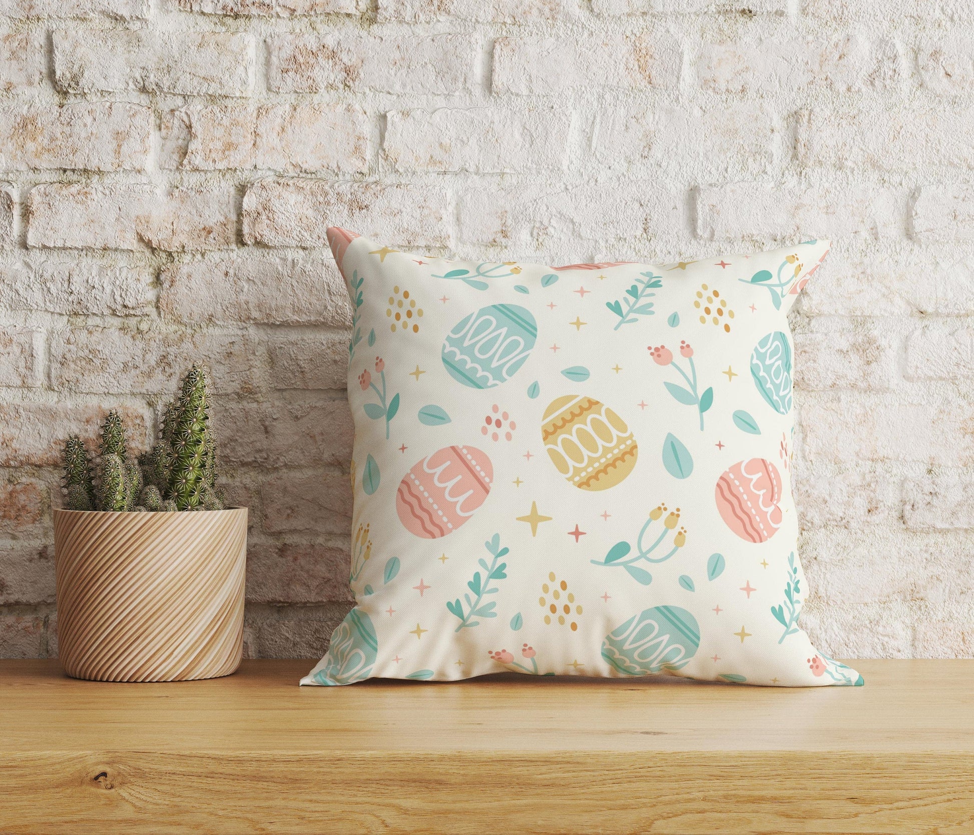 Onay Home Textile Cushion Covers 3 / 12 x 12 inch (30 x 30 cm) Double Side Easter Pattern Happy Easter Home Decor Cushion Cover