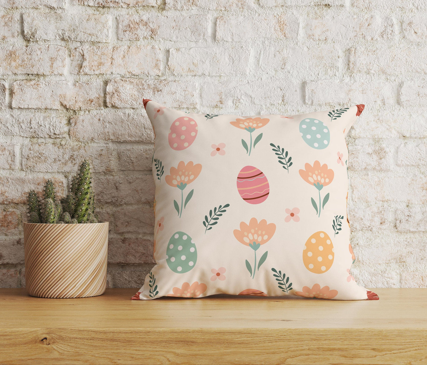 Onay Home Textile Cushion Covers 2 / 12 x 12 inch (30 x 30 cm) Double Side Easter Pattern Happy Easter Home Decor Cushion Cover