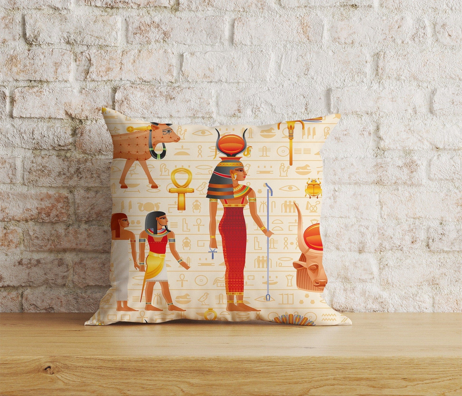 Onay Home Textile Cushion Covers 9 / 12 x 12 inch (30 x 30 cm) Double Side Egypt Pillow Cover Egyptian Hieroglyphs Cushion Cover