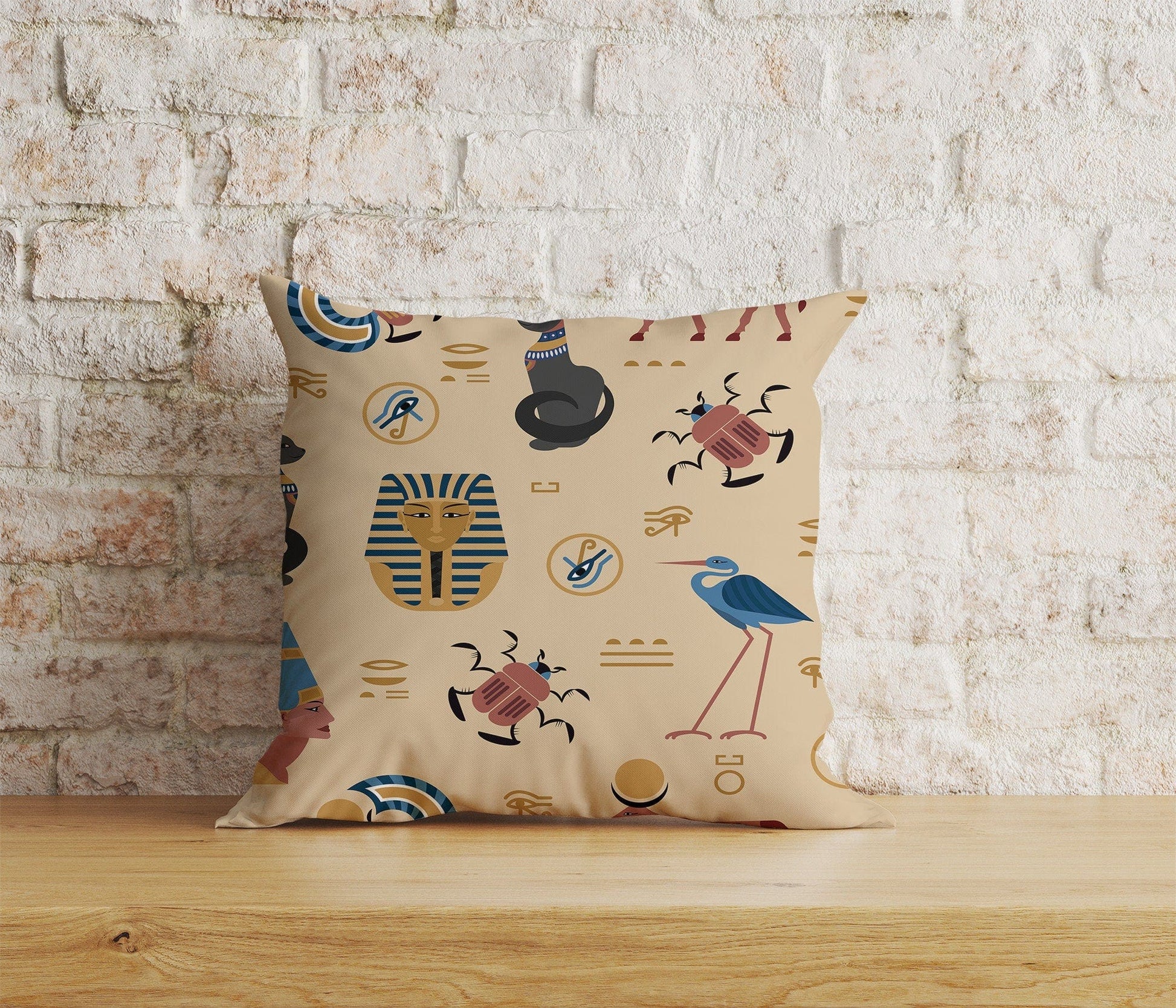 Onay Home Textile Cushion Covers 8 / 12 x 12 inch (30 x 30 cm) Double Side Egypt Pillow Cover Egyptian Hieroglyphs Cushion Cover