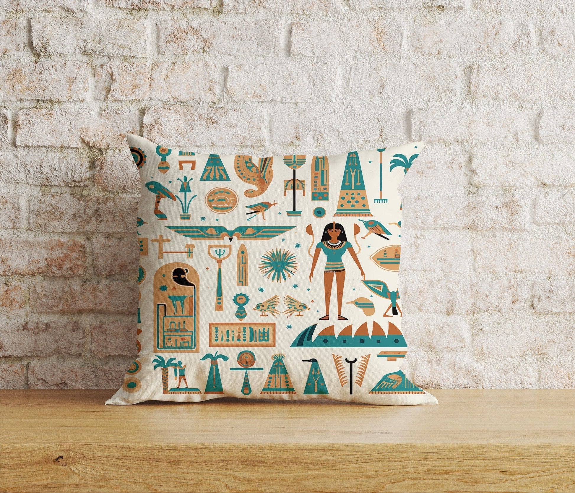 Onay Home Textile Cushion Covers 4 / 12 x 12 inch (30 x 30 cm) Double Side Egypt Pillow Cover Egyptian Hieroglyphs Cushion Cover