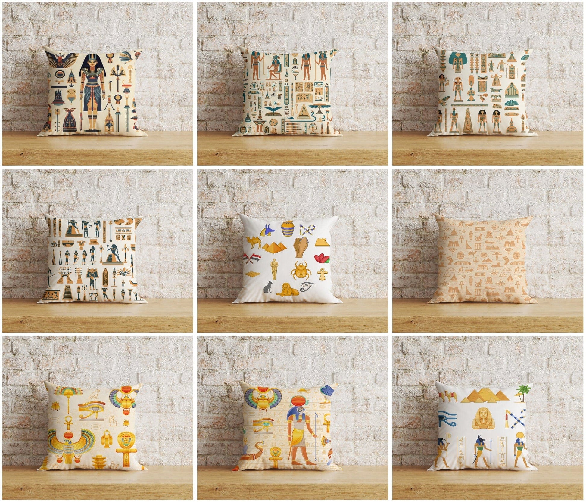 Onay Home Textile Cushion Covers Egyptian Cushion Cover Ancient Hieroglyphs Pillow Cover