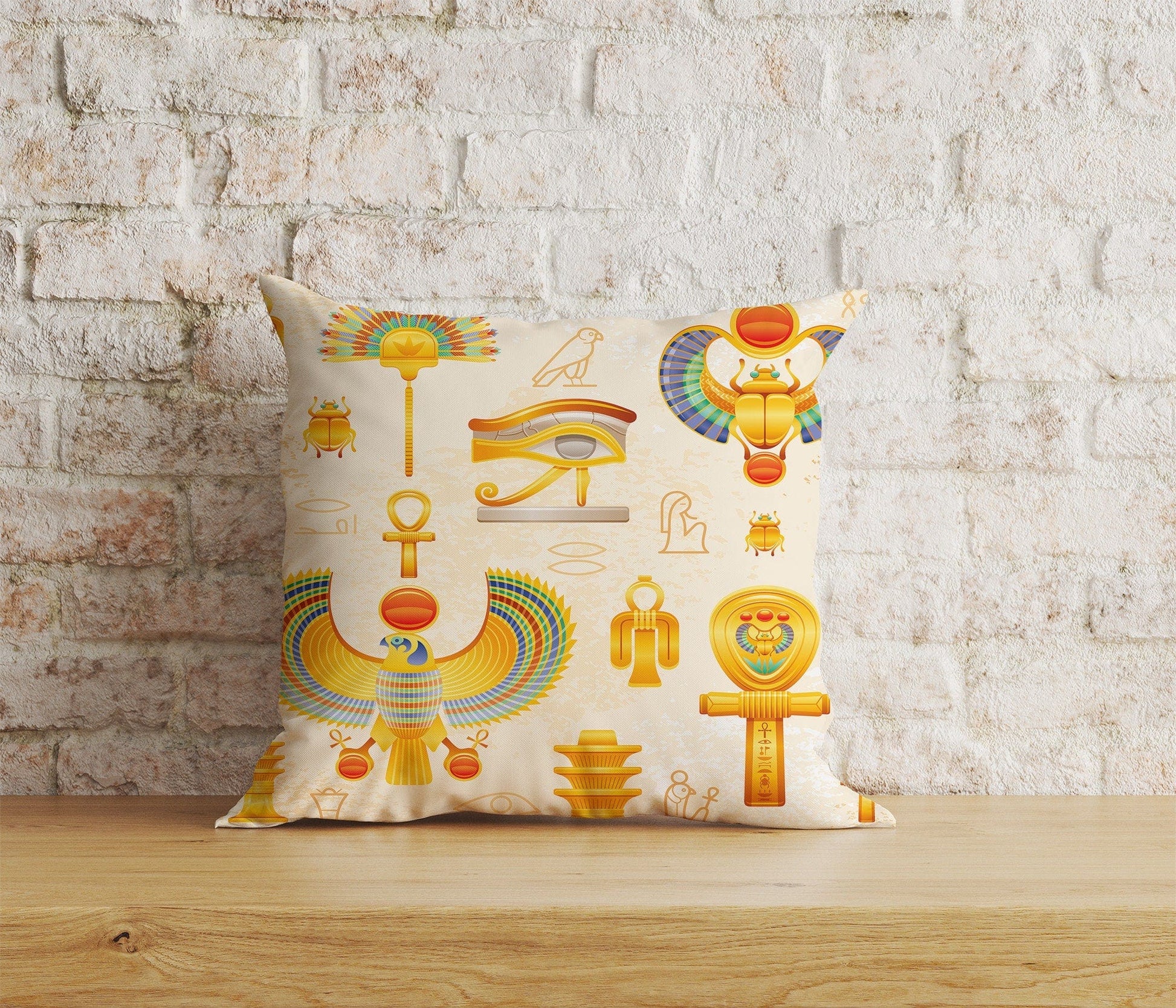 Onay Home Textile Cushion Covers 7 / 12 x 12 inch (30 x 30 cm) Double Side Egyptian Cushion Cover Ancient Hieroglyphs Pillow Cover