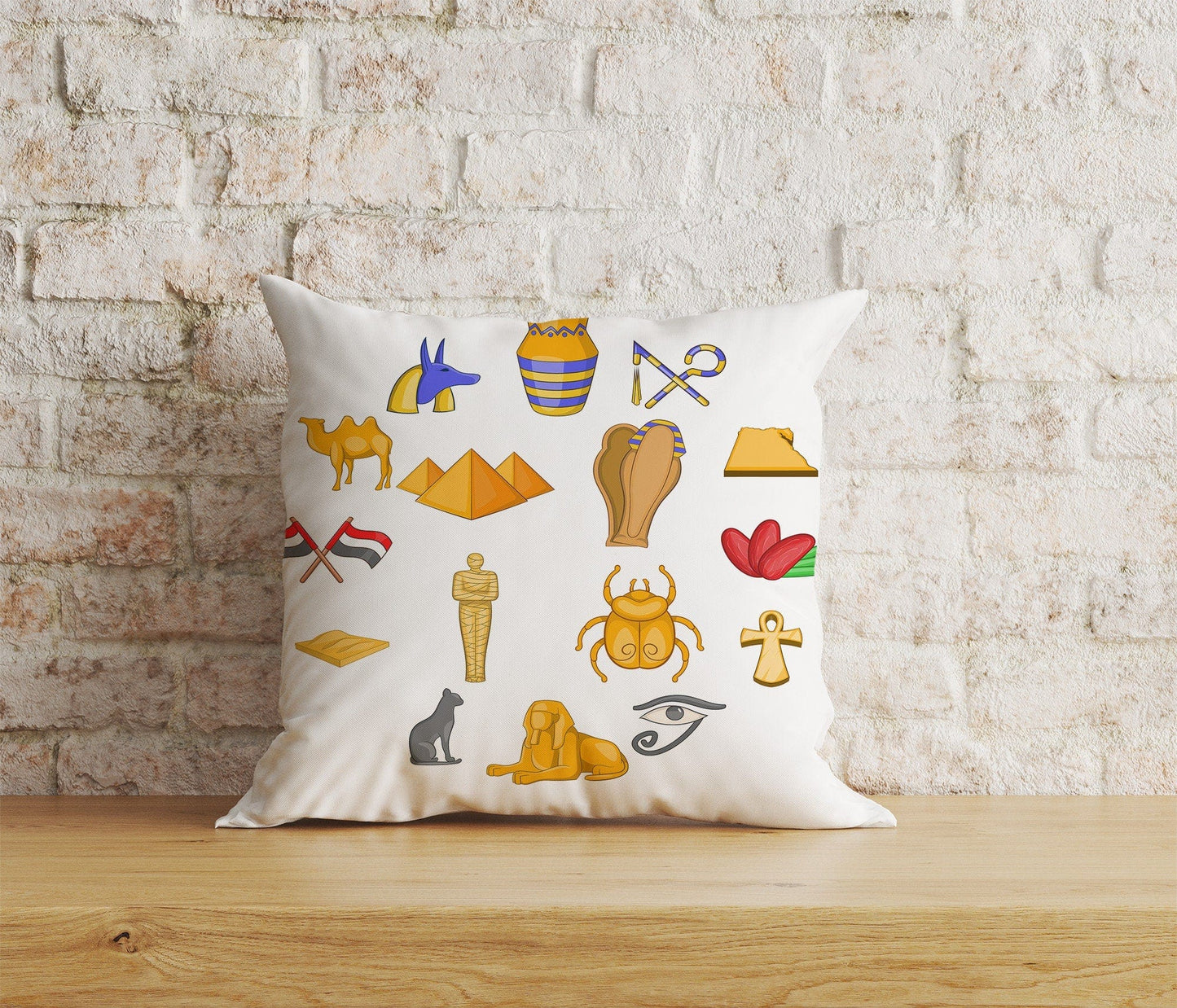 Onay Home Textile Cushion Covers 5 / 12 x 12 inch (30 x 30 cm) Double Side Egyptian Cushion Cover Ancient Hieroglyphs Pillow Cover