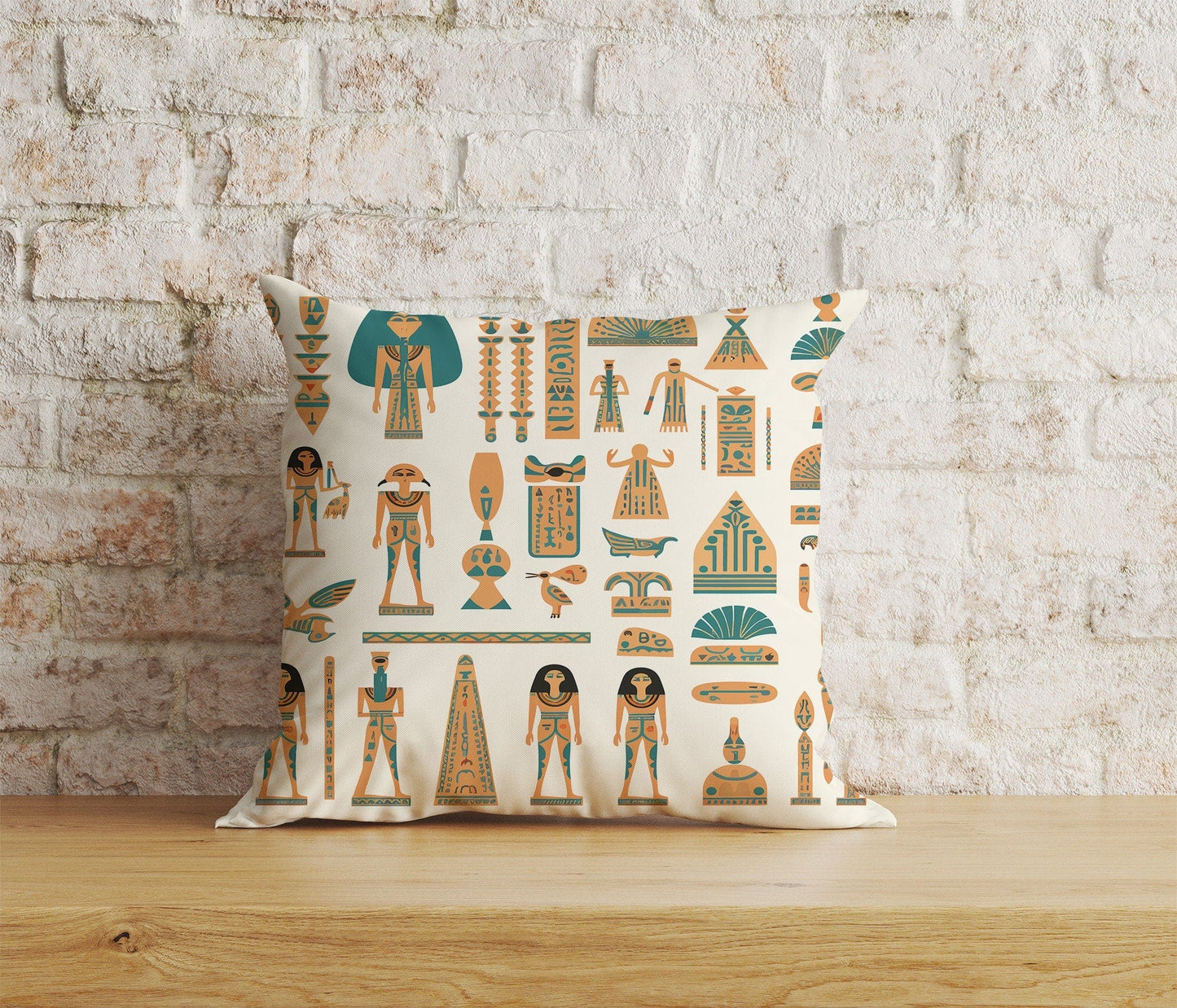 Onay Home Textile Cushion Covers 3 / 12 x 12 inch (30 x 30 cm) Double Side Egyptian Cushion Cover Ancient Hieroglyphs Pillow Cover