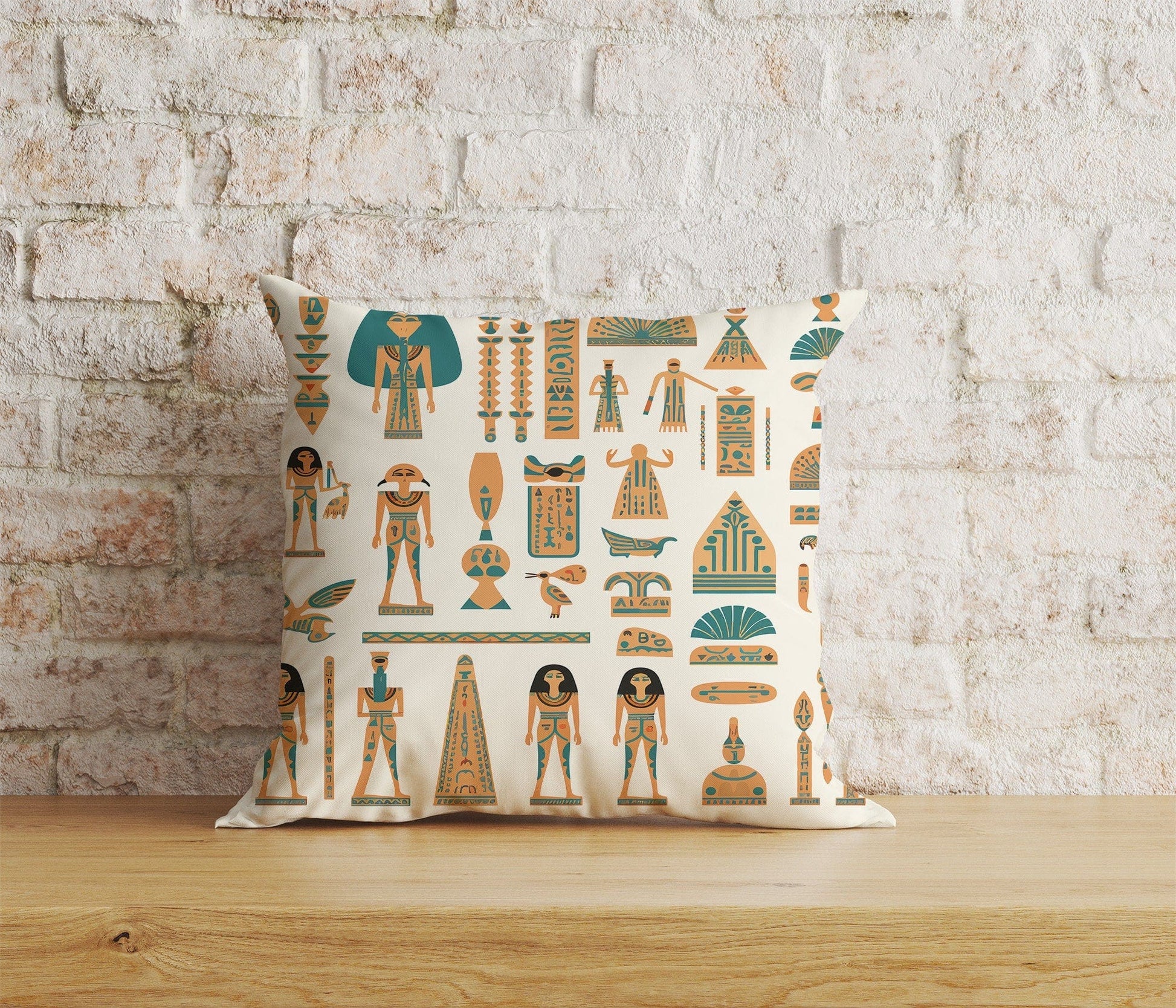 Onay Home Textile Cushion Covers 3 / 12 x 12 inch (30 x 30 cm) Double Side Egyptian Cushion Cover Ancient Hieroglyphs Pillow Cover