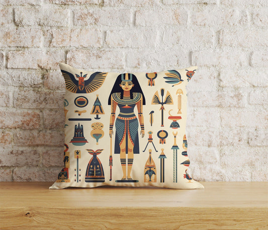 Onay Home Textile Cushion Covers 1 / 12 x 12 inch (30 x 30 cm) Double Side Egyptian Cushion Cover Ancient Hieroglyphs Pillow Cover