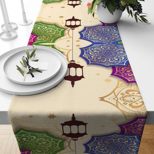 Onay Home Textile 1 / 12 x 46 inch (30 x 120 cm) Eid Ramadan Table Runner UK Ramadan Islamic Table Runner