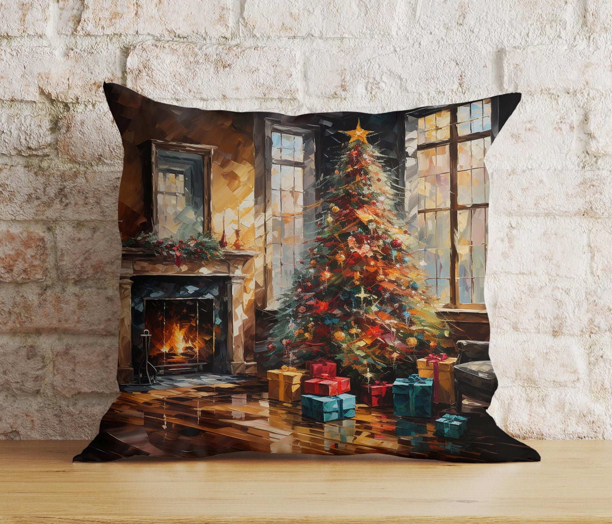 Onay 6 / 12 x 12 inch (30 x 30 cm) Double Side Elegant Fireplace Christmas Cozy Decorative Cushion Covers