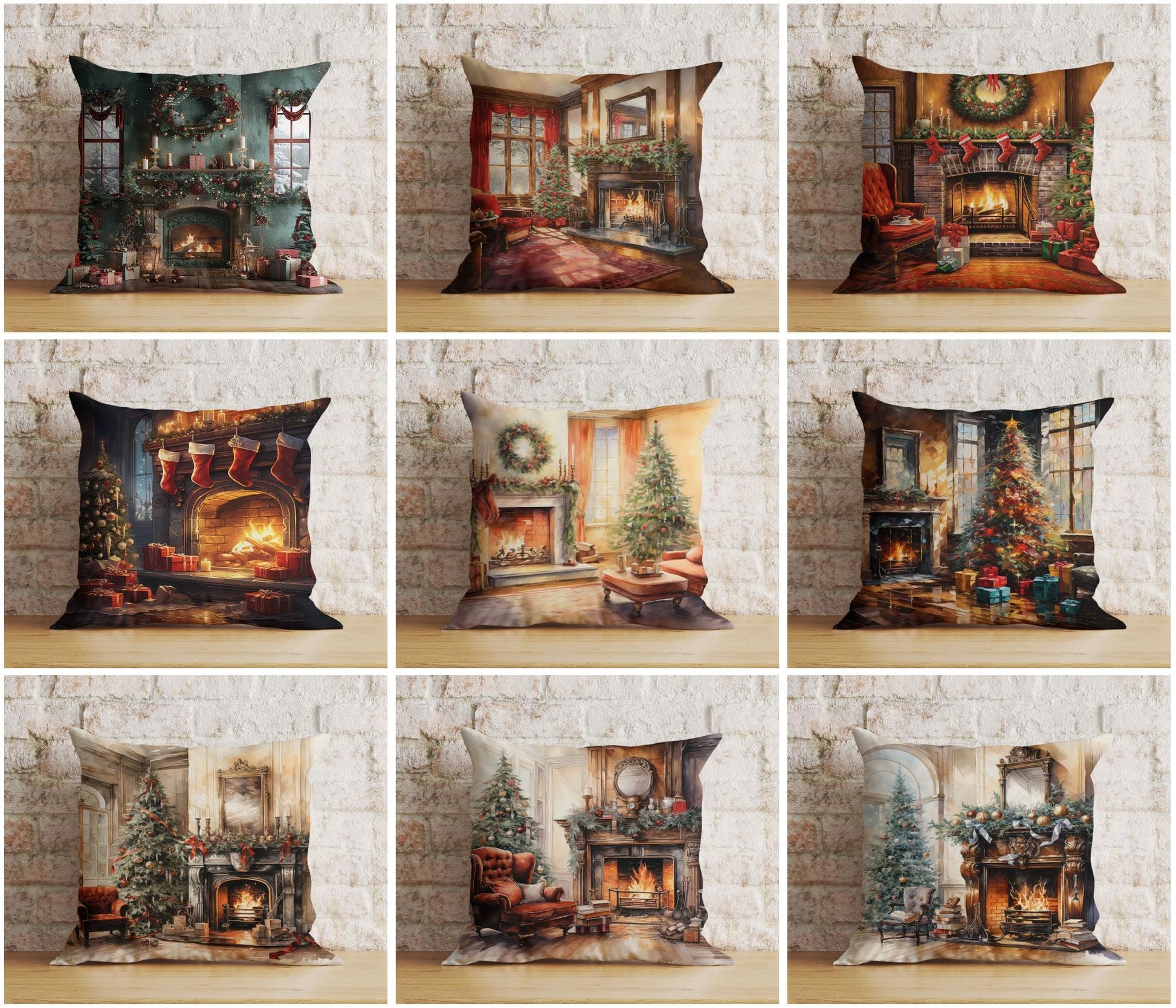 Onay Elegant Fireplace Christmas Cozy Decorative Cushion Covers