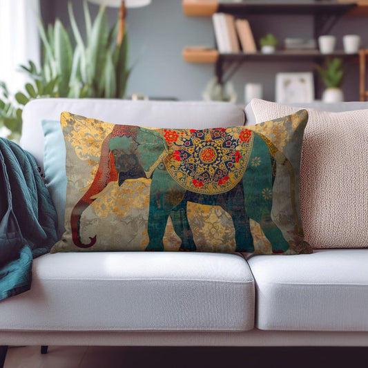 Onay Cushion Covers 1 / 12 x 16 inches (30 x 40 cm) Elephant Rectangle Cushion Cover Animal Pattern Pillow Wild Animal Lumbar Cushion