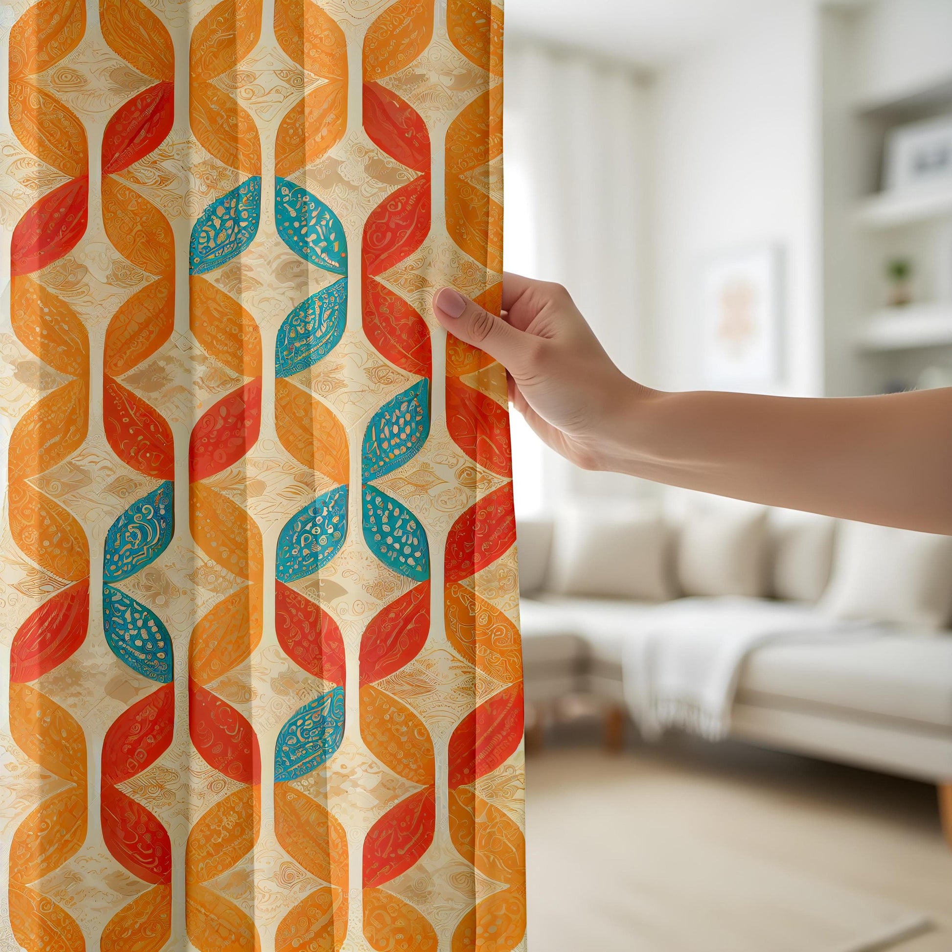 Onay Embroidered Seamless Ethnic Scandinavian-Inspired Curtain