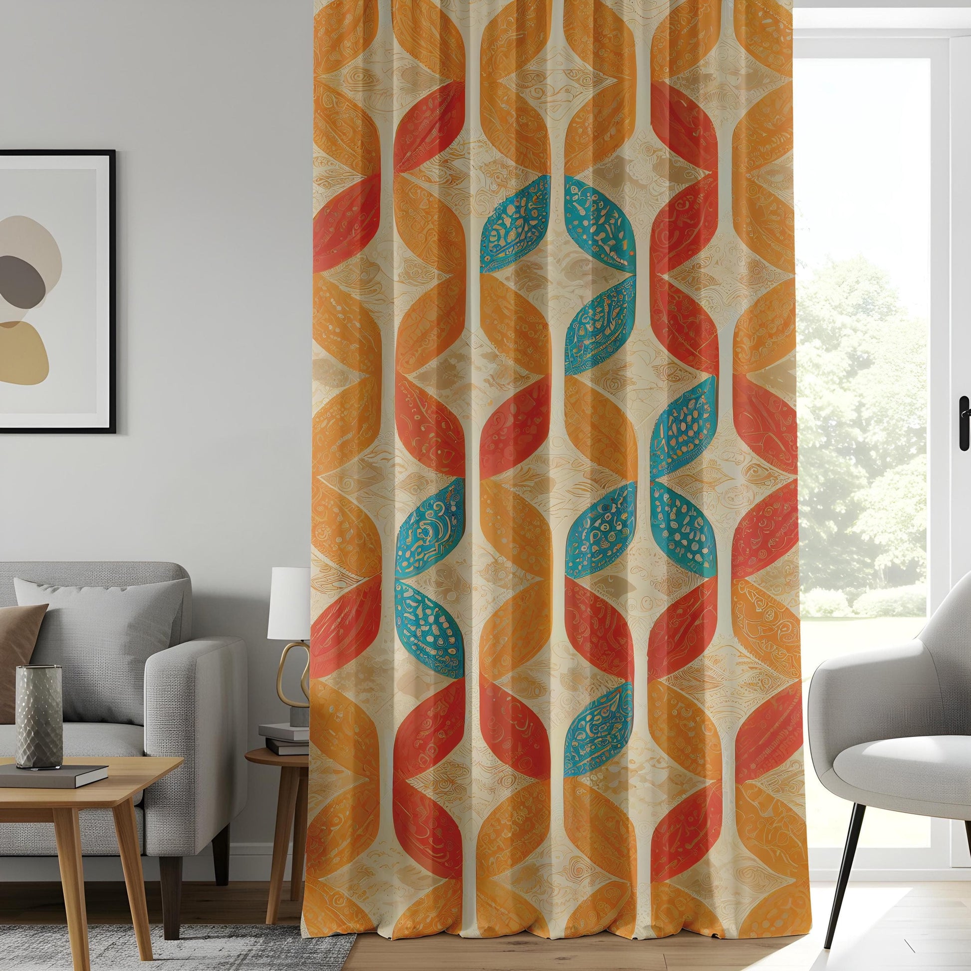 Onay Embroidered Seamless Ethnic Scandinavian-Inspired Curtain