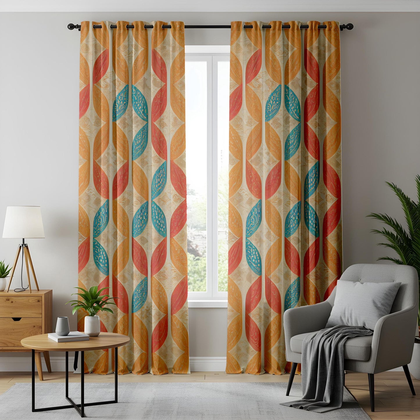 Onay Embroidered Seamless Ethnic Scandinavian-Inspired Curtain
