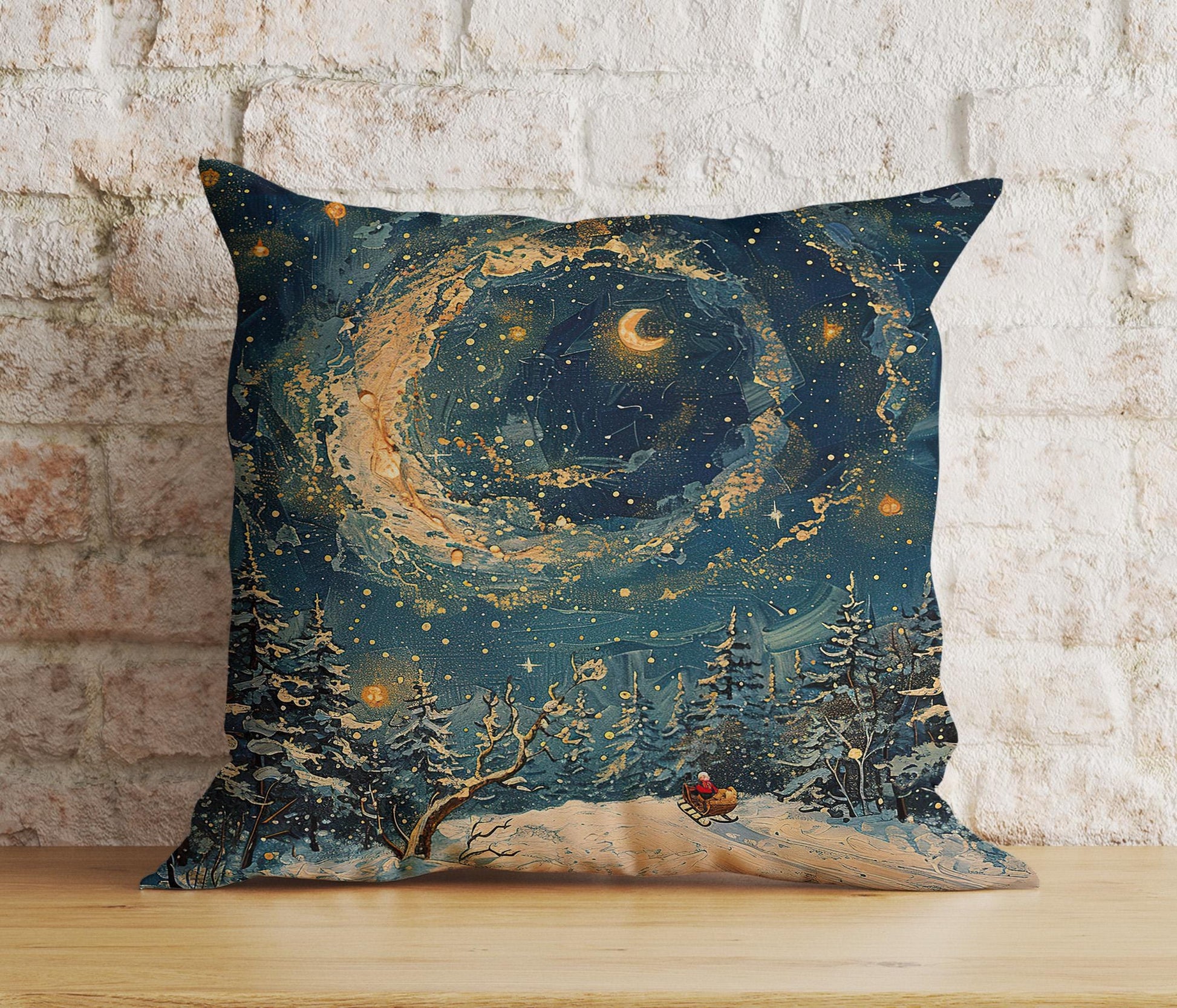 Onay 8 / 12 x 12 inch (30 x 30 cm) Double Side Enchanted Starry Night and Moon Christmas Cushion Covers