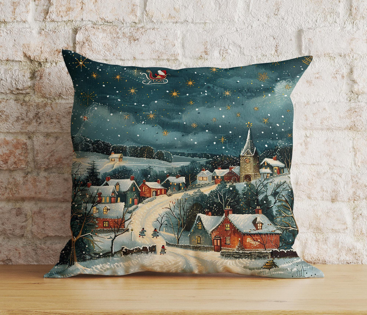 Onay 7 / 12 x 12 inch (30 x 30 cm) Double Side Enchanted Starry Night and Moon Christmas Cushion Covers