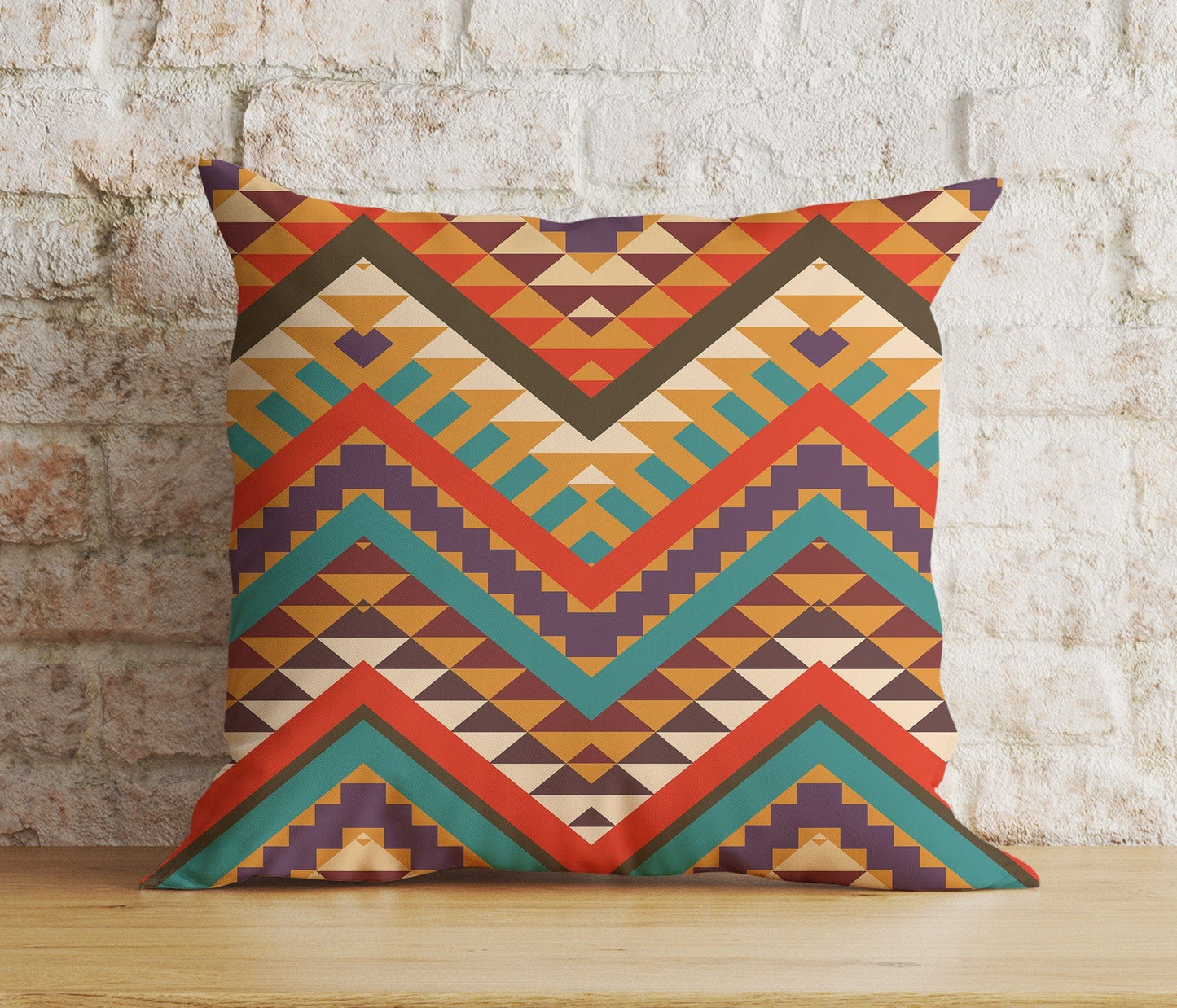 Onay 2 / 12 x 12 inch (30 x 30 cm) Double Side Ethnic Turkish Kilim Aztec Rug Traditional Cushion Cover