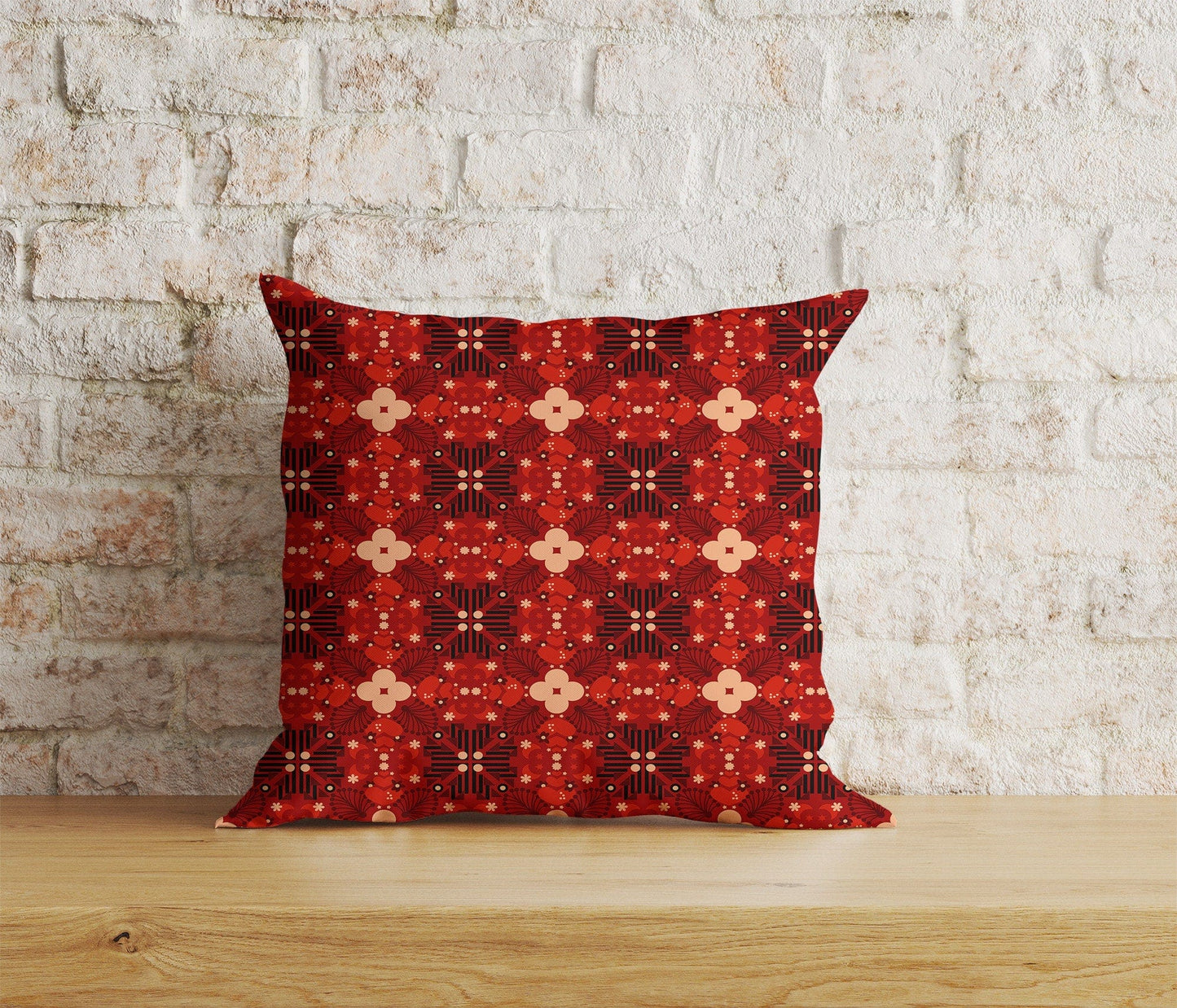 Onay Home Textile Cushion Covers 8 / 12 x 12 inch (30 x 30 cm) Double Side Ethnic Turkish Red Kilim / Rug Pillow Cover Boho Traditional