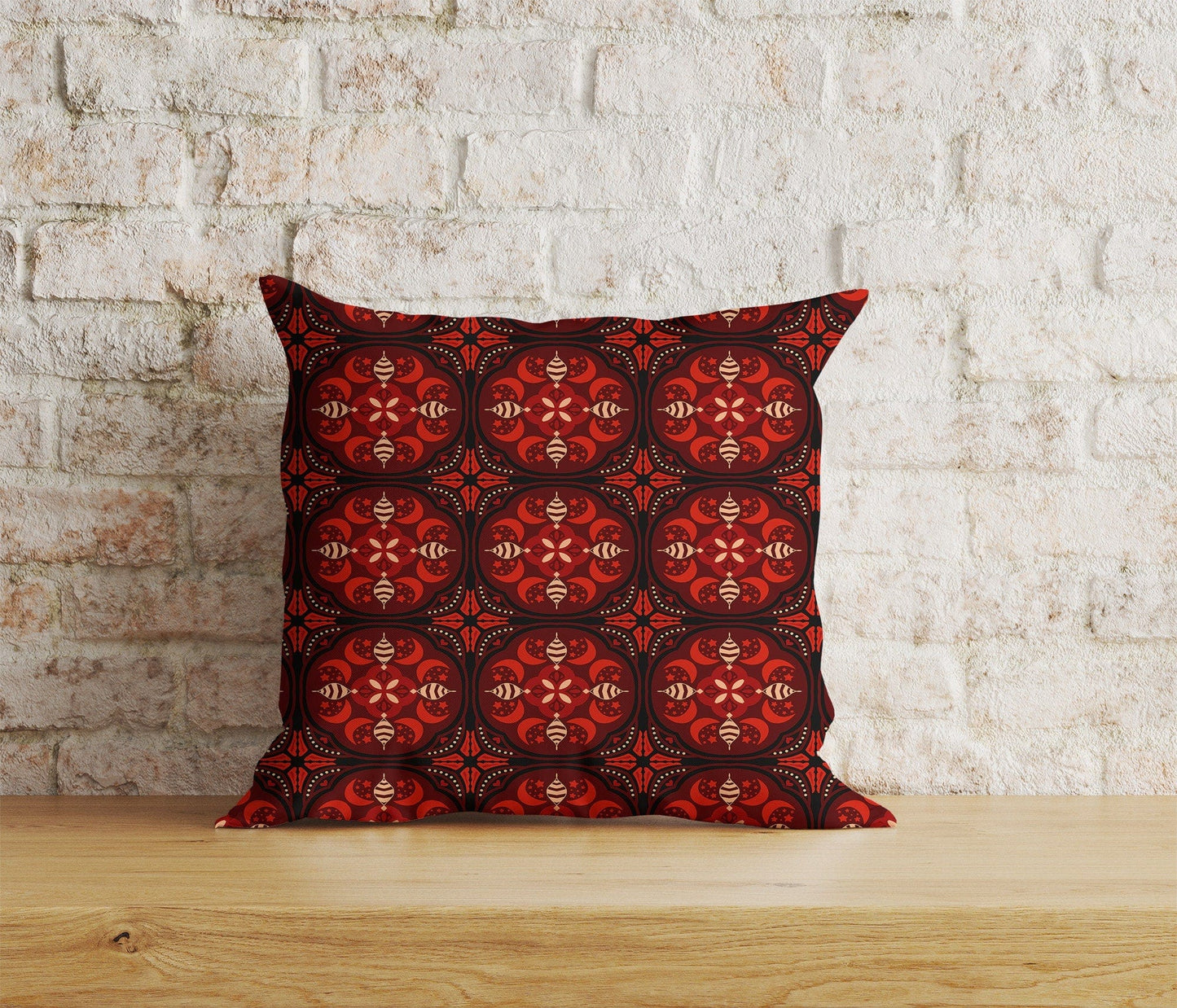 Onay Home Textile Cushion Covers 5 / 12 x 12 inch (30 x 30 cm) Double Side Ethnic Turkish Red Kilim / Rug Pillow Cover Boho Traditional