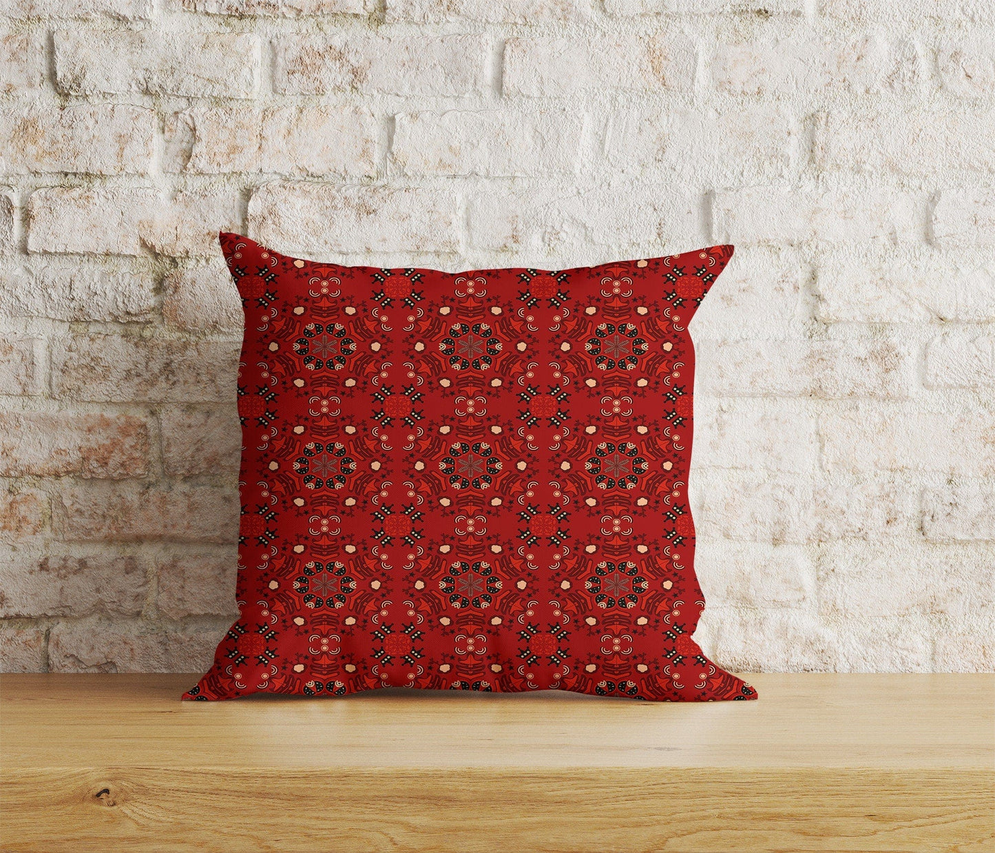 Onay Home Textile Cushion Covers 3 / 12 x 12 inch (30 x 30 cm) Double Side Ethnic Turkish Red Kilim / Rug Pillow Cover Boho Traditional