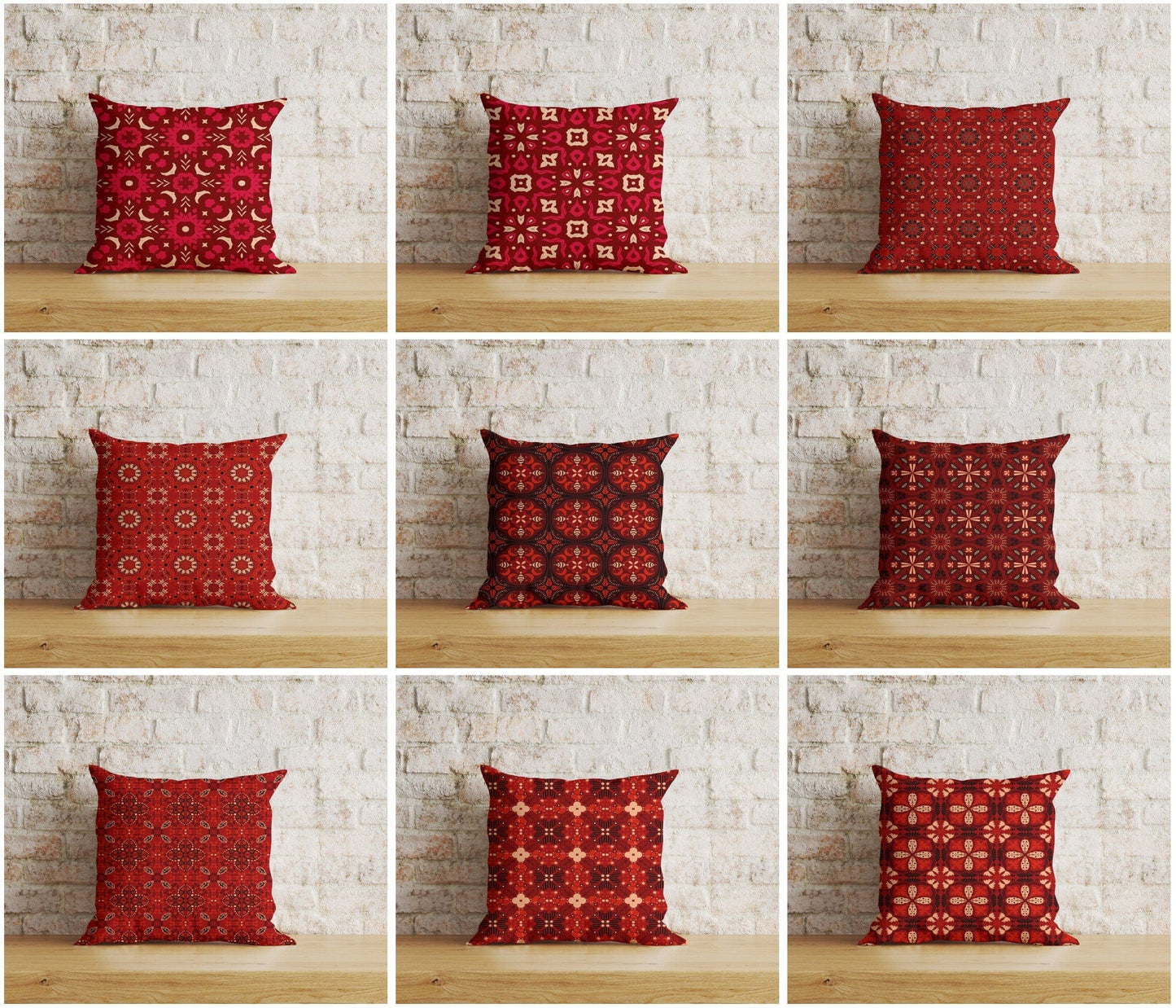 Onay Home Textile Cushion Covers Ethnic Turkish Red Kilim / Rug Pillow Cover Boho Traditional
