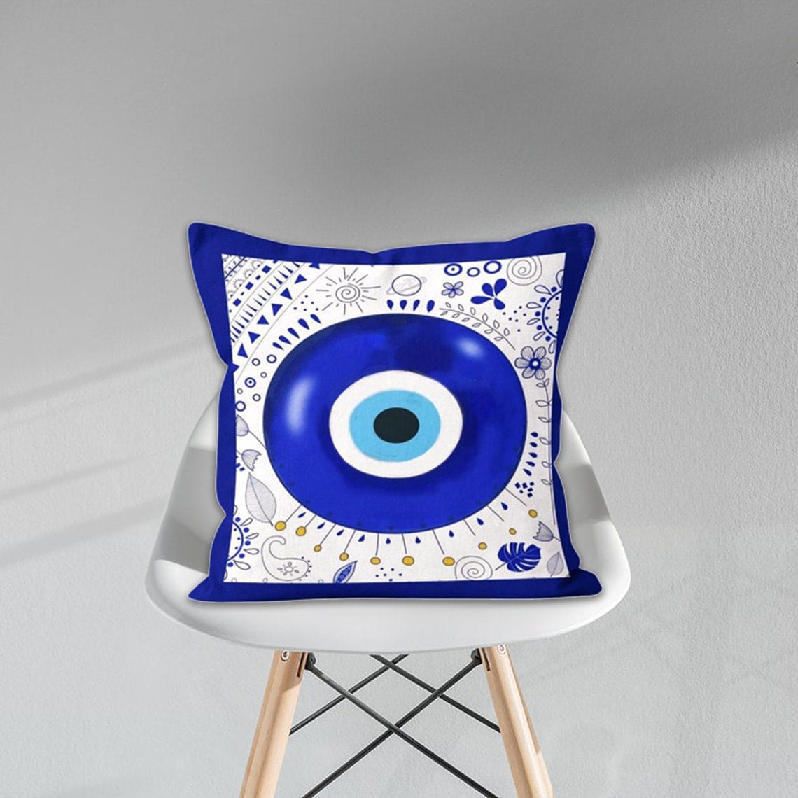 Onay 8 / 12 x 12 inch (30 x 30 cm) Evil Eye Blue Nazar Bead Blue Custom Size Cushion Cover