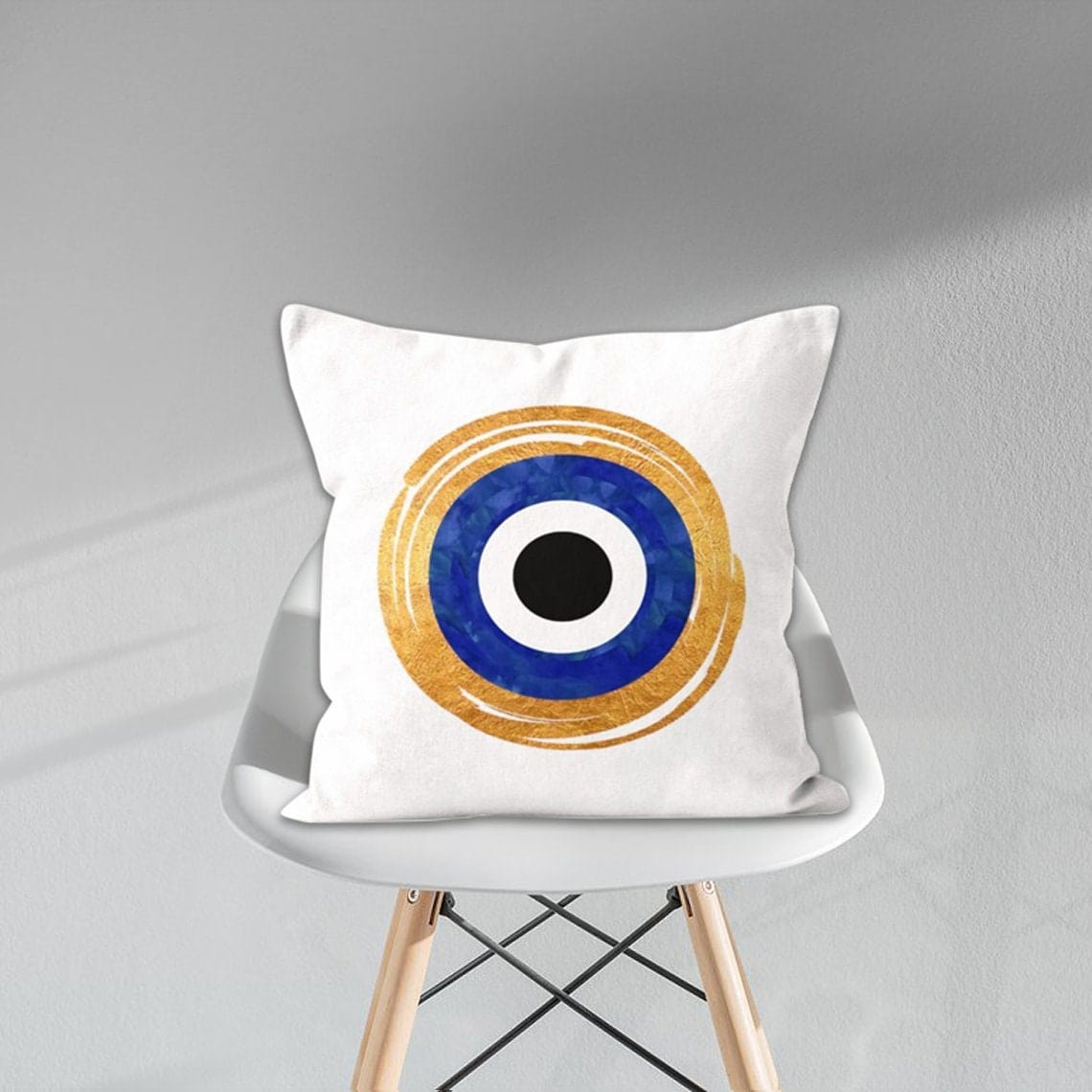 Onay 7 / 12 x 12 inch (30 x 30 cm) Evil Eye Blue Nazar Bead Blue Custom Size Cushion Cover