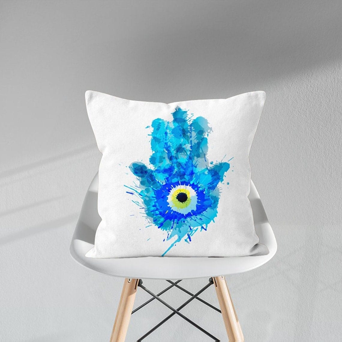 Onay 6 / 12 x 12 inch (30 x 30 cm) Evil Eye Blue Nazar Bead Blue Custom Size Cushion Cover