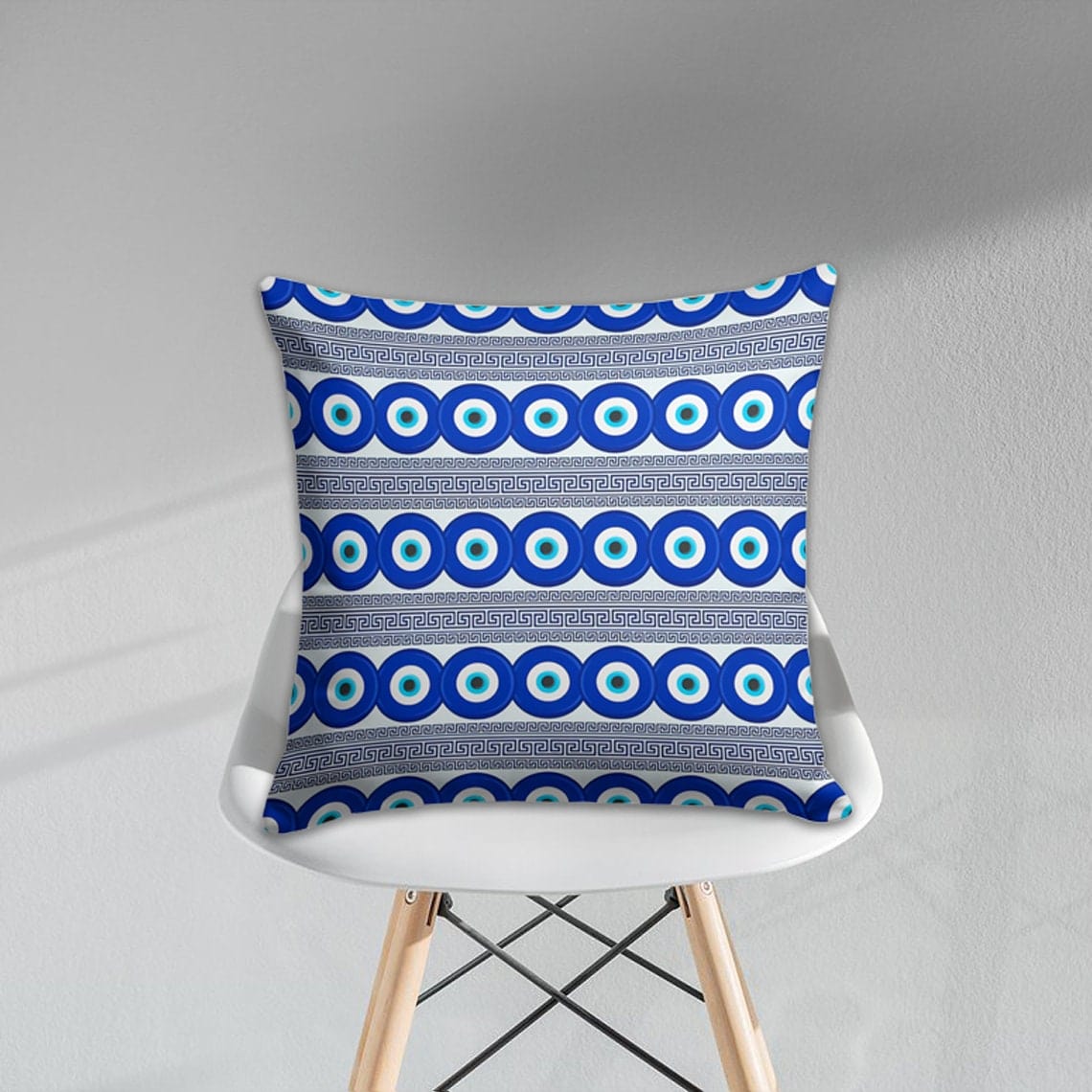 Onay 2 / 12 x 12 inch (30 x 30 cm) Evil Eye Blue Nazar Bead Blue Custom Size Cushion Cover