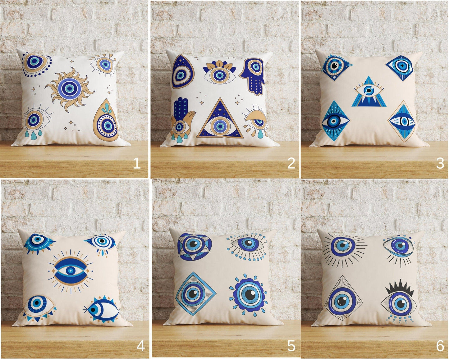 Onay Home Textile Cushion Covers Evil Eye Cushion Covers Hand of Fatima Euro Pillow Sham