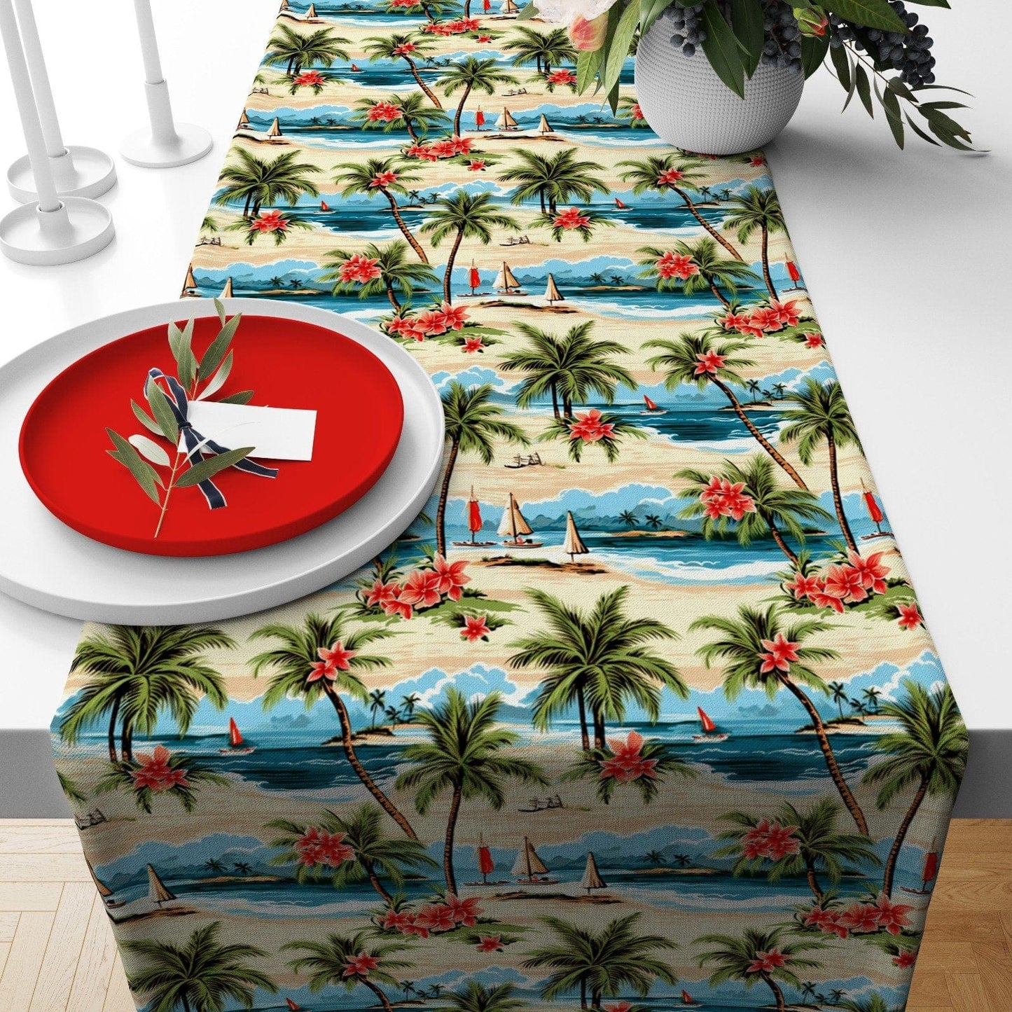 Onay Home Textile table runner 4 / 12 x 46 inch (30 x 120 cm) Evil Eye Table Runners Blue Tablecloth Kitchen Runner