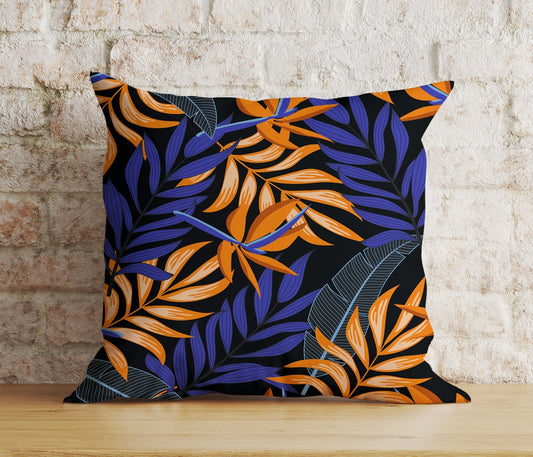 Onay 1 / 12 x 12 inch (30 x 30 cm) Exotic Floral Colorful Palm Leaves Modern Cushion Cover