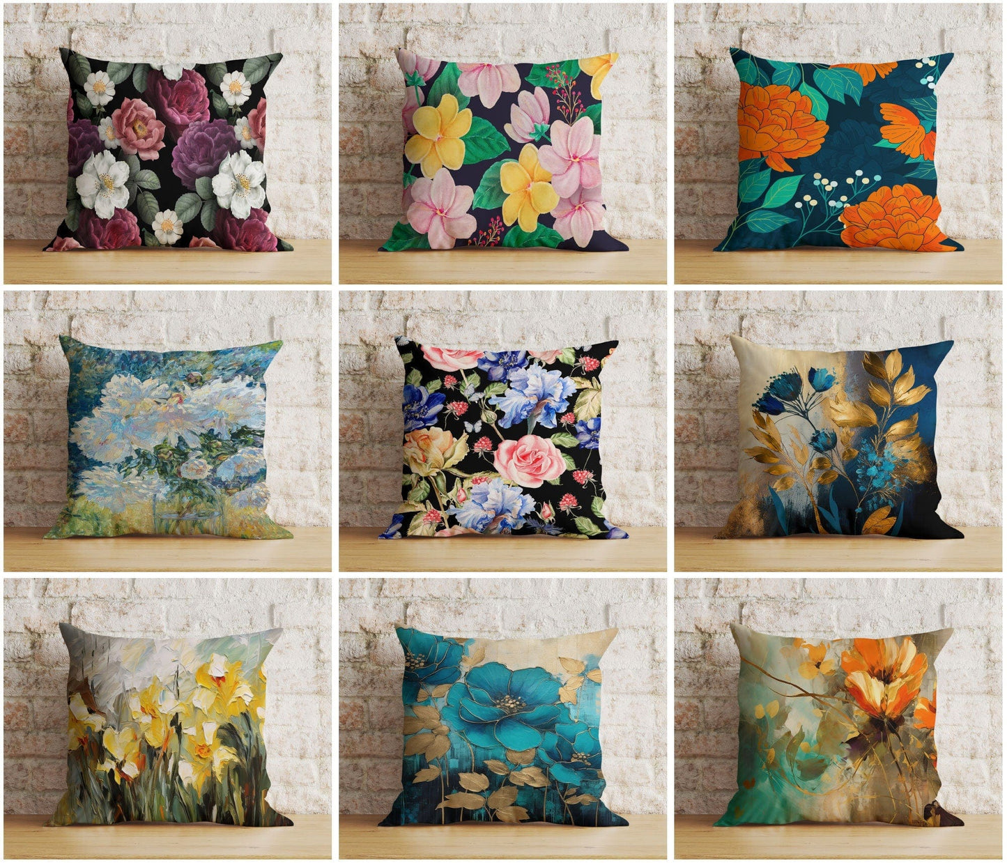 Onay Exquisite Painted Vibrant and Artistic Floral Cushion Covers