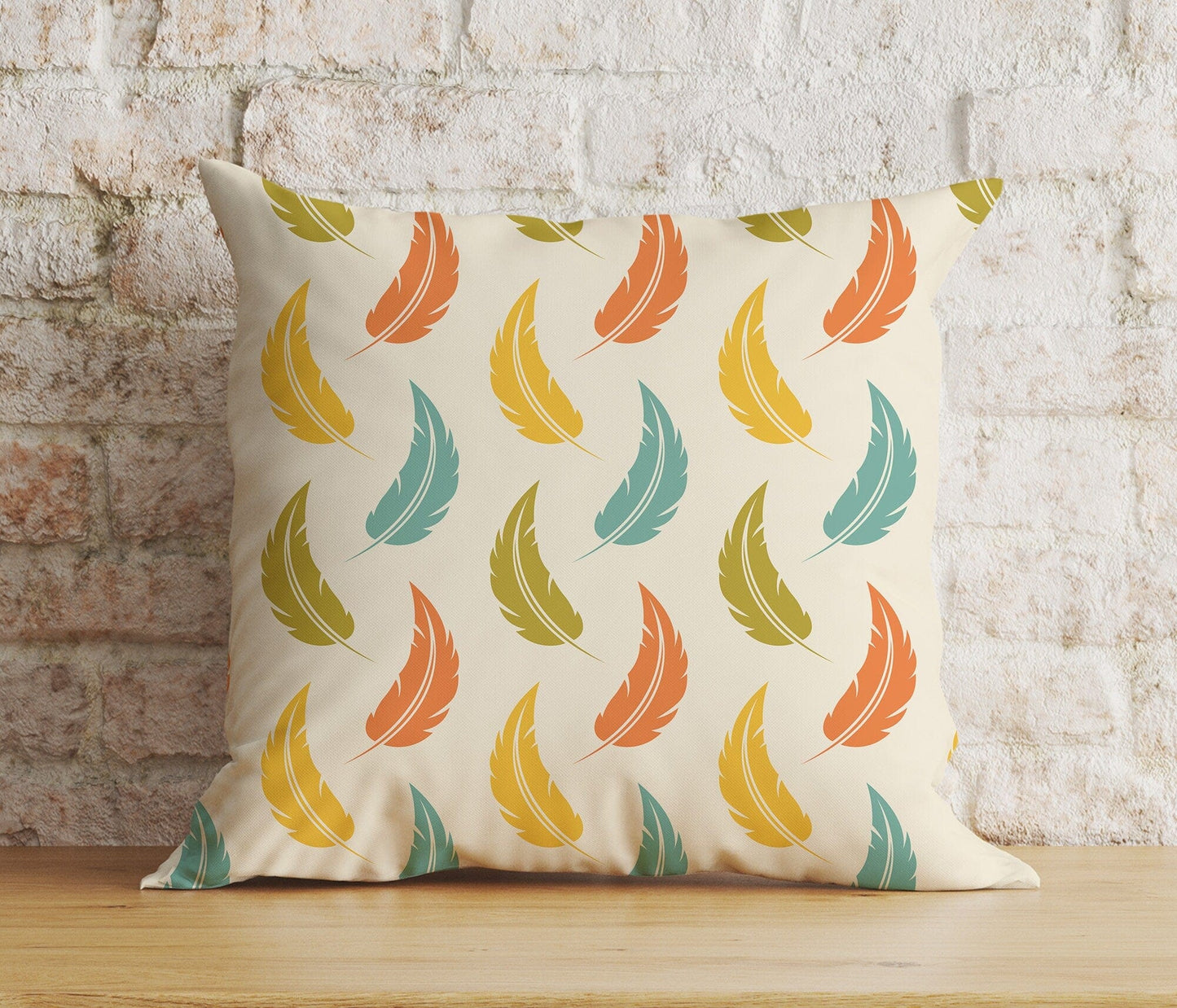 Onay Home Textile Cushion Covers 1 / 12 x 12 inch (30 x 30 cm) Double Side Feather Pattern Cushion Cover Wing Pattern Pillow Cover