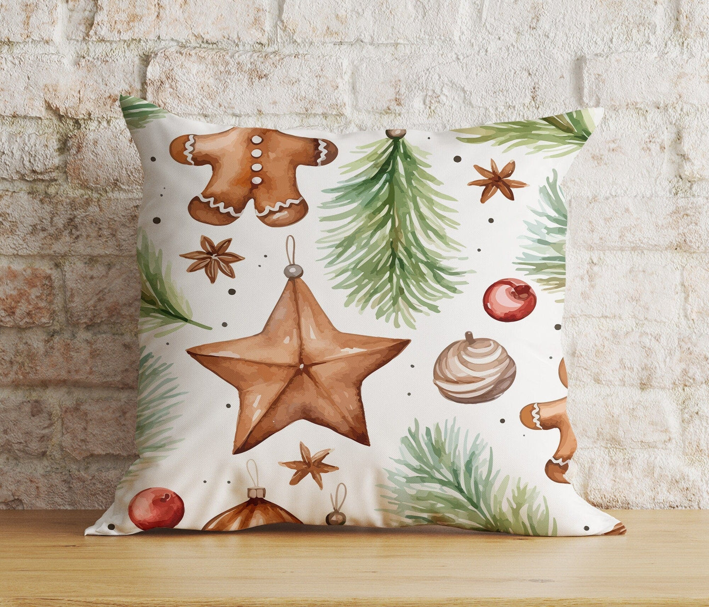 Onay 8 / 12 x 12 inch (30 x 30 cm) Double Side Festive Christmas Snowflake Rustic Plaid Cushion Cover